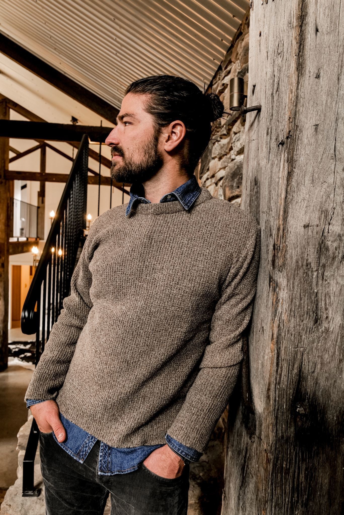 Camel Honeycomb Brushed Wool Knit - Nazario Parisi & Sons