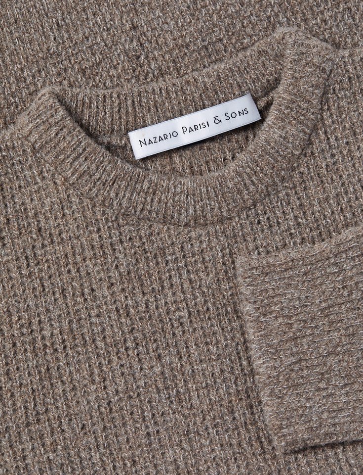 Camel Honeycomb Brushed Wool Knit - Nazario Parisi & Sons