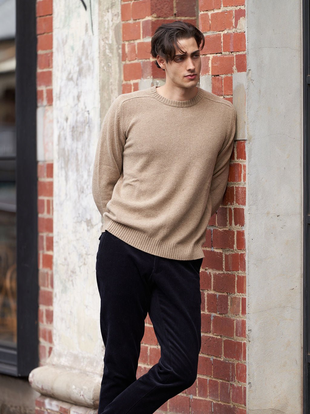 Camel Saddle Shoulder Crew Knit - Nazario Parisi & Sons