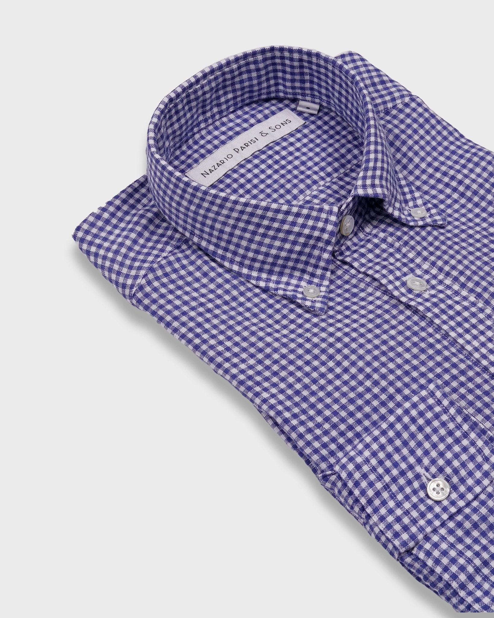 Capri Blue Check Linen Shirt - Nazario Parisi & Sons