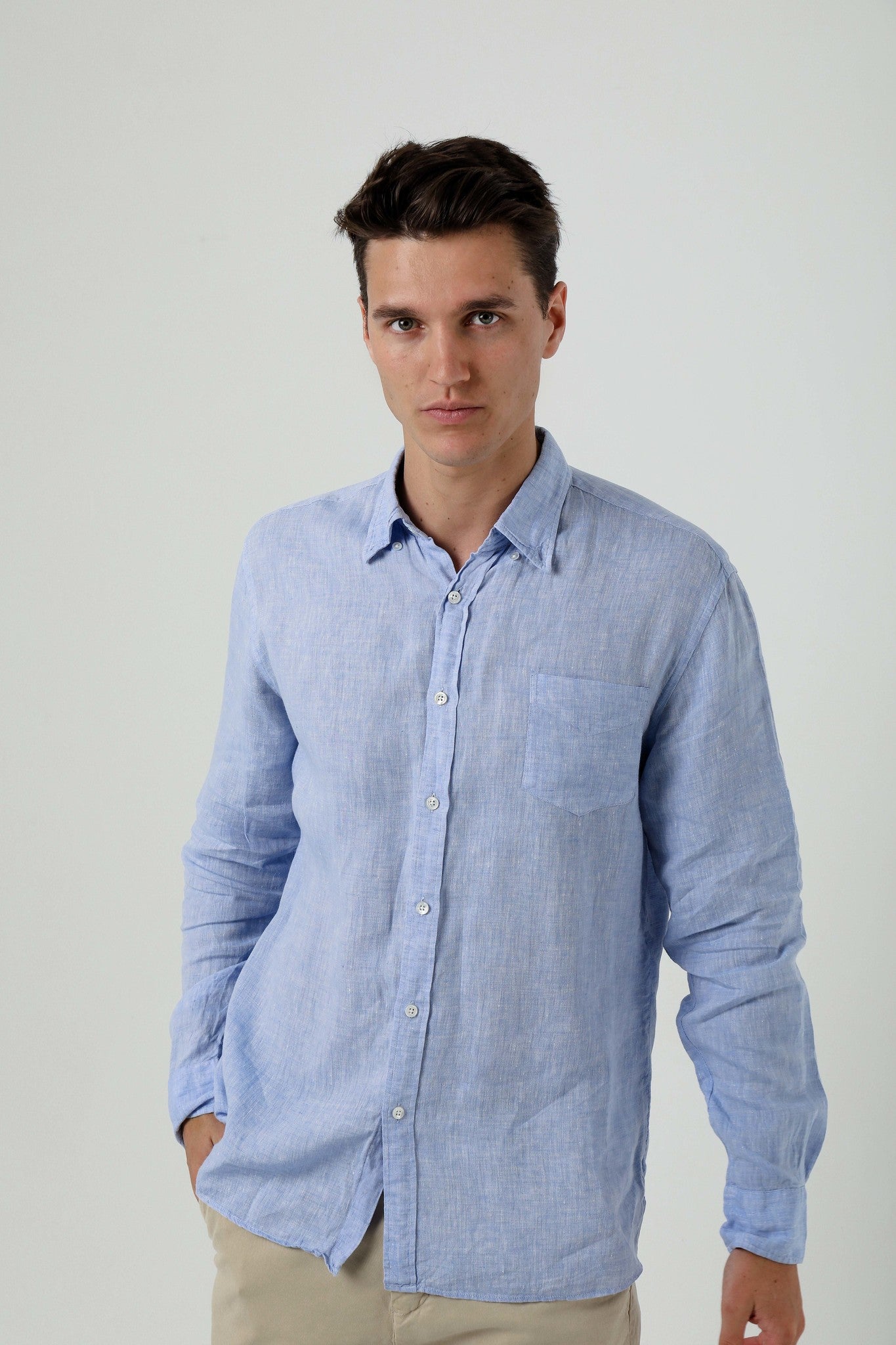 Capri Light Blue Linen Shirt - Nazario Parisi & Sons