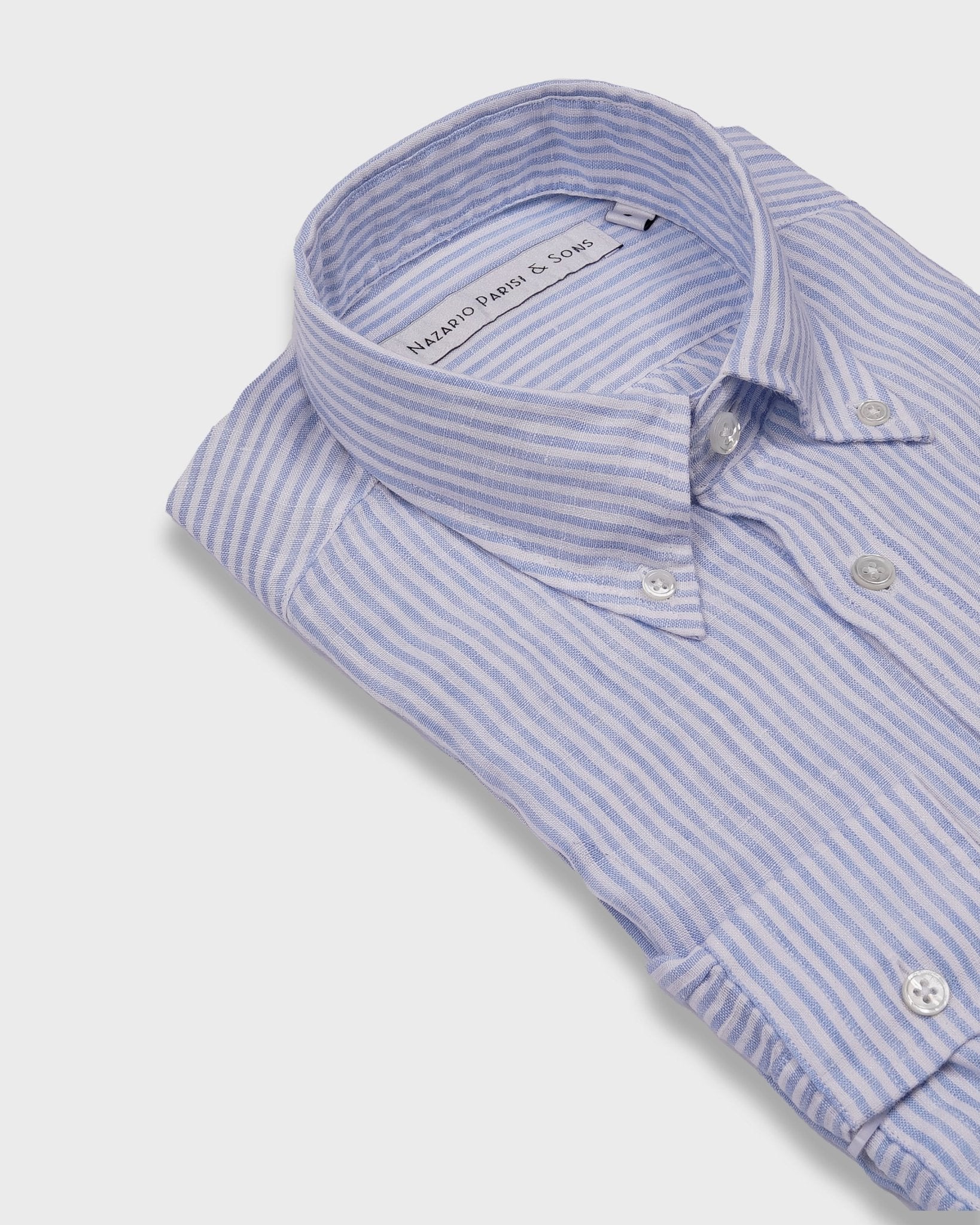 Capri Light Blue Stripe Linen Shirt - Nazario Parisi & Sons