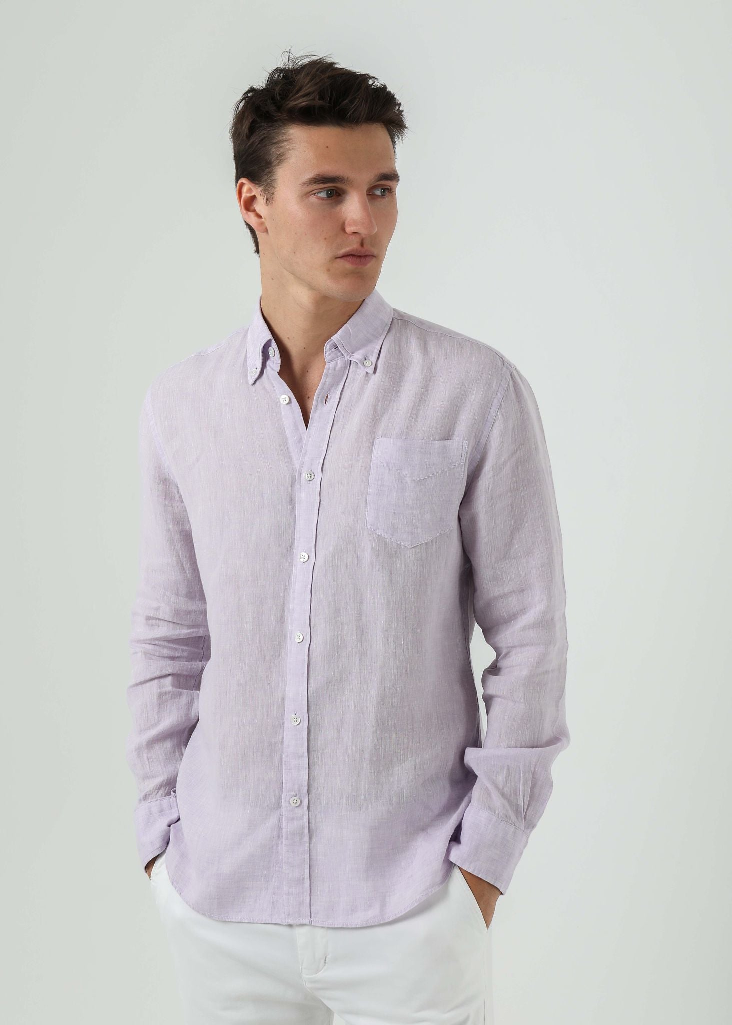 Capri Lilac Linen Shirt - Nazario Parisi & Sons