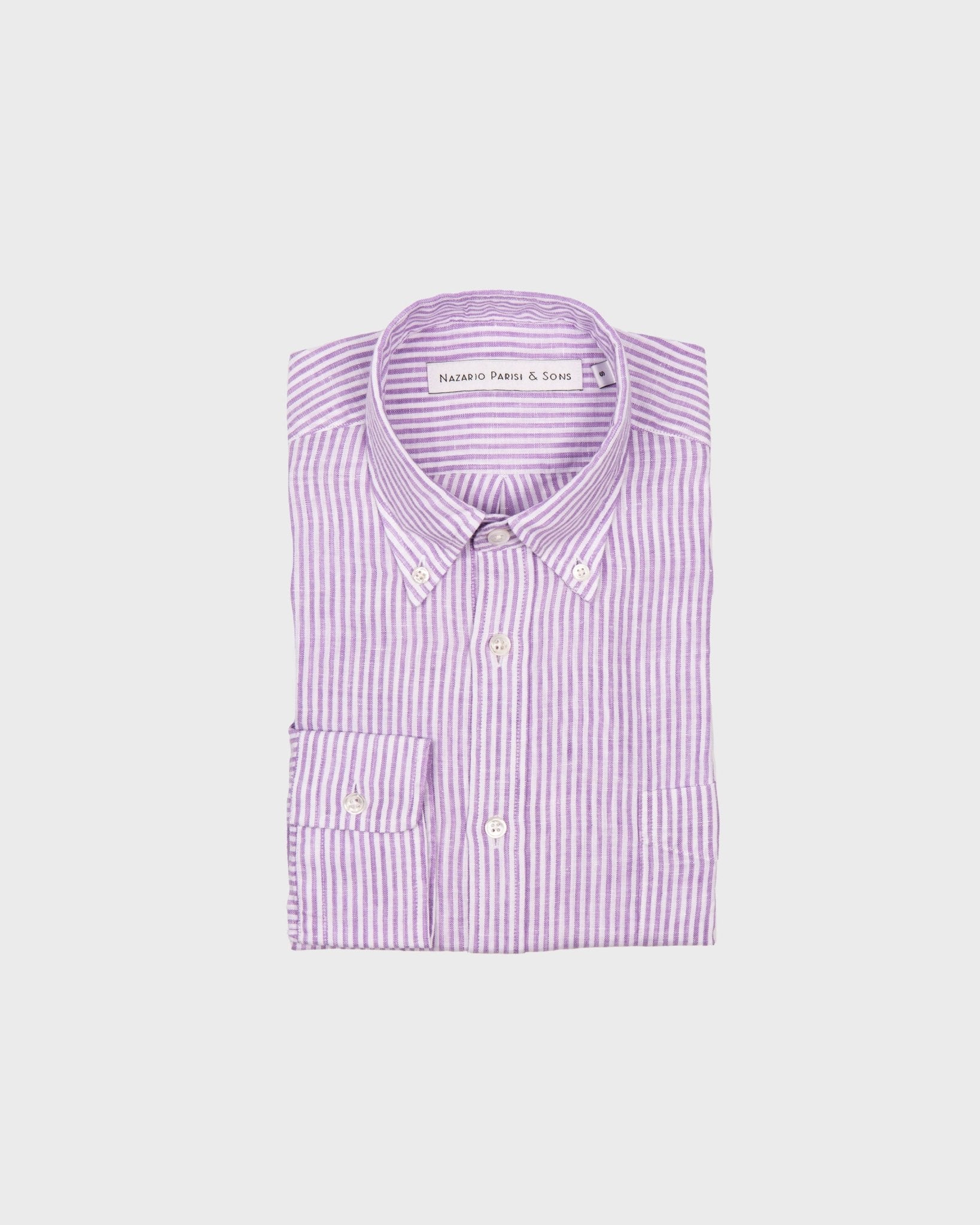 Capri Mauve Stripe Linen Shirt - Nazario Parisi & Sons