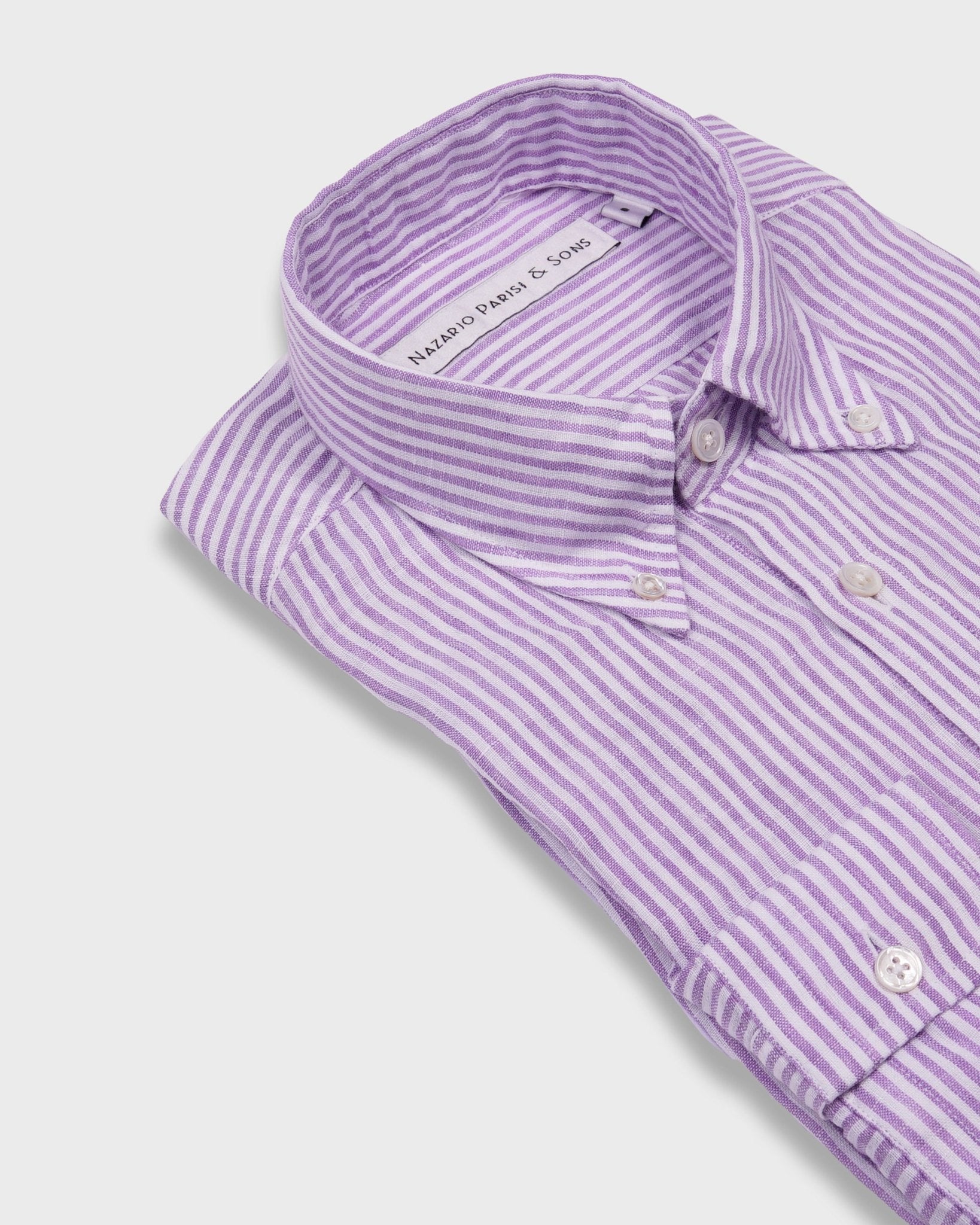 Capri Mauve Stripe Linen Shirt - Nazario Parisi & Sons