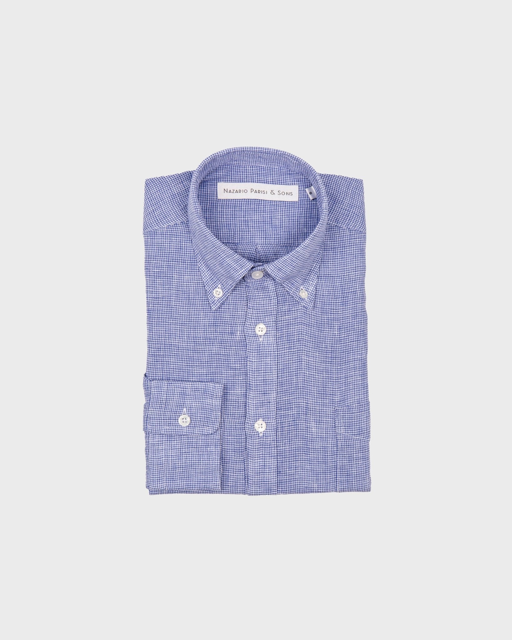 Capri Navy Houndstooth Linen Shirt - Nazario Parisi & Sons