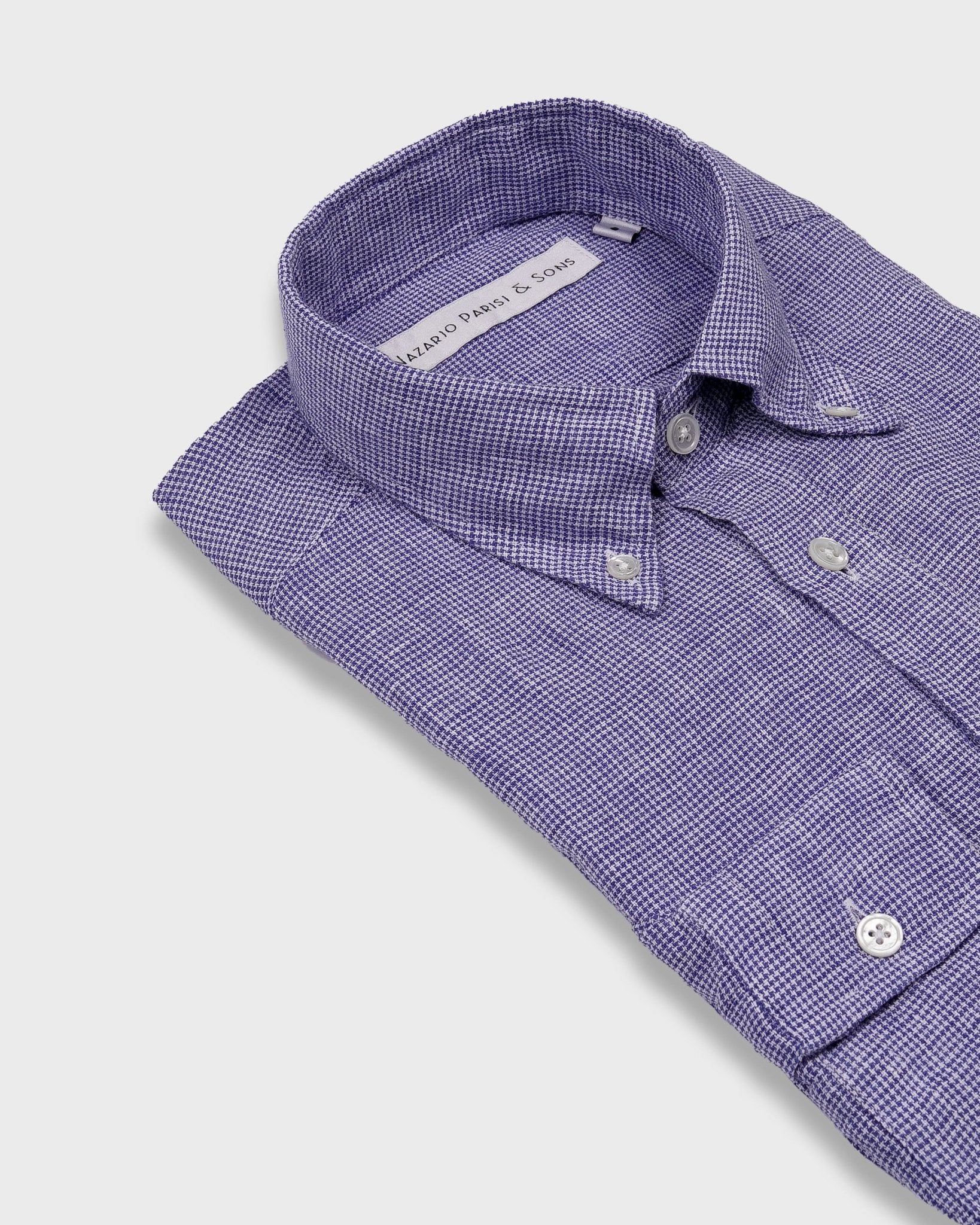 Capri Navy Houndstooth Linen Shirt - Nazario Parisi & Sons