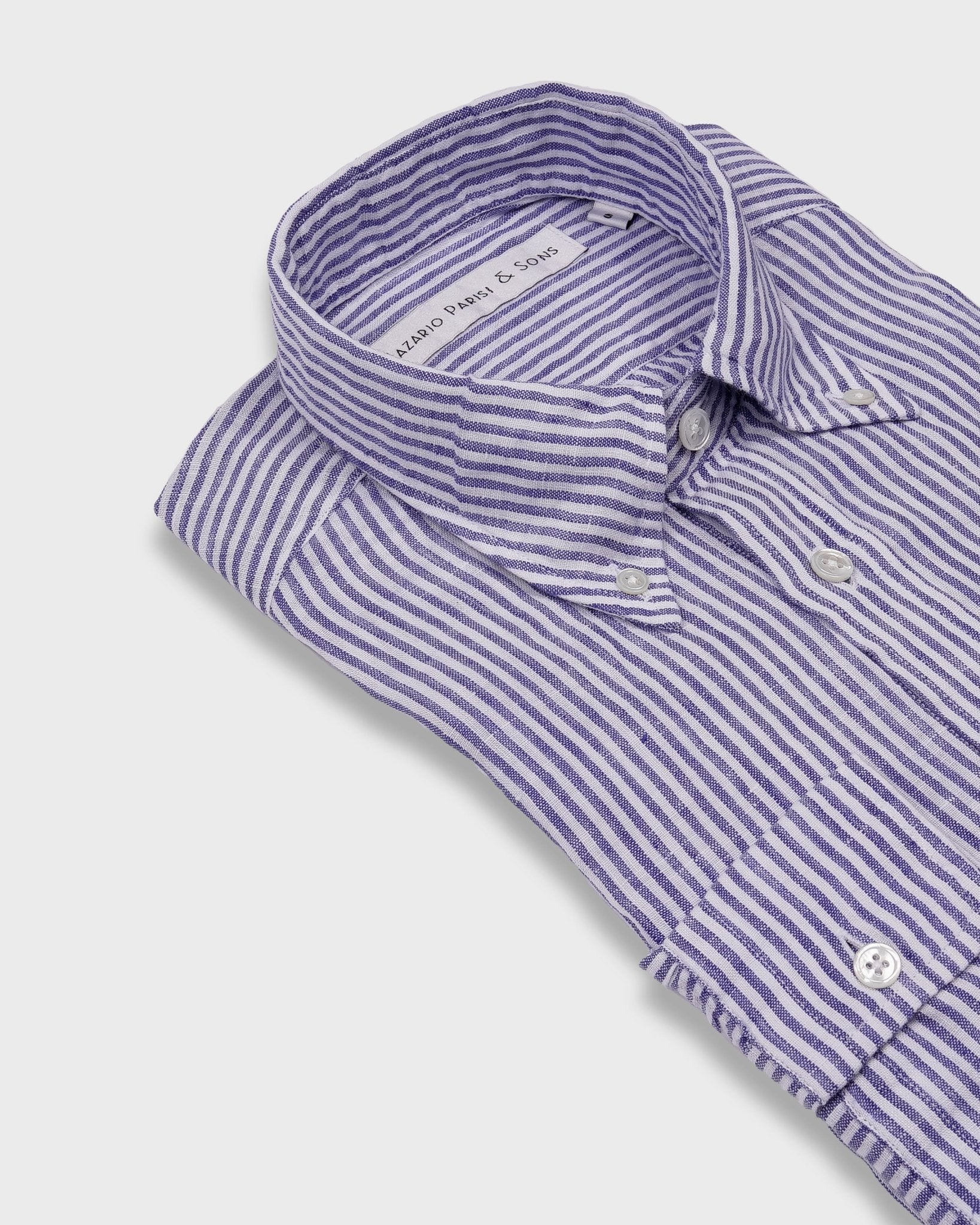 Capri Navy Stripe Linen Shirt - Nazario Parisi & Sons