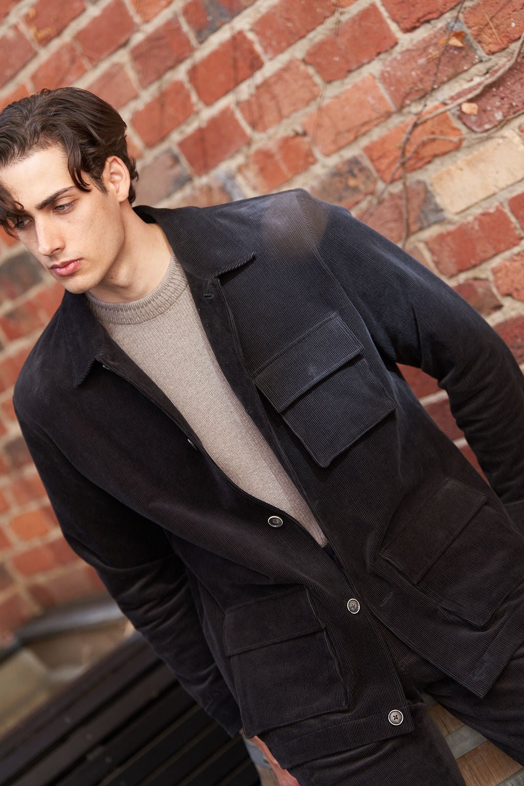 Charcoal Brooklyn Cord Jacket - Nazario Parisi & Sons