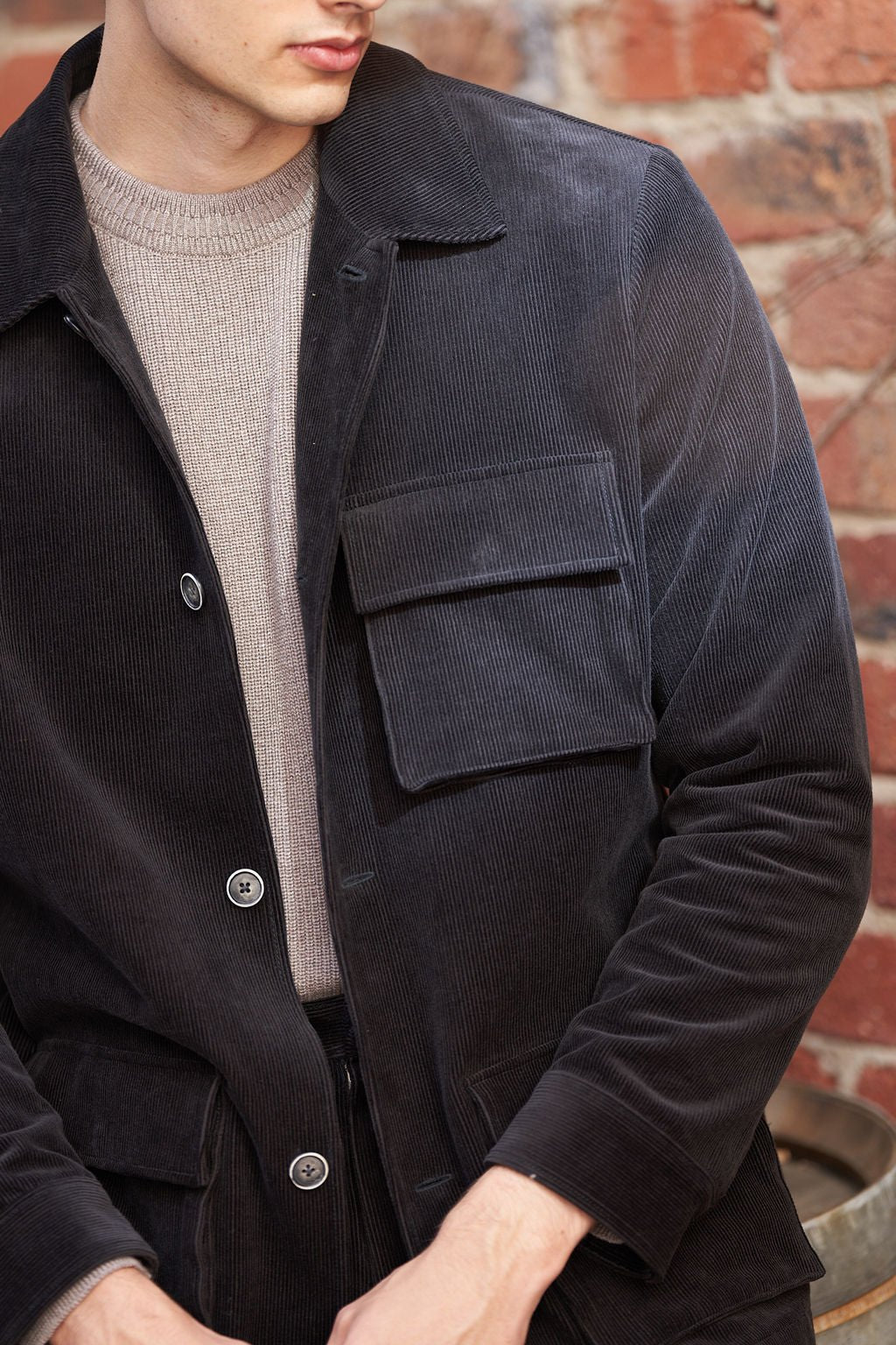 Charcoal Brooklyn Cord Jacket - Nazario Parisi & Sons