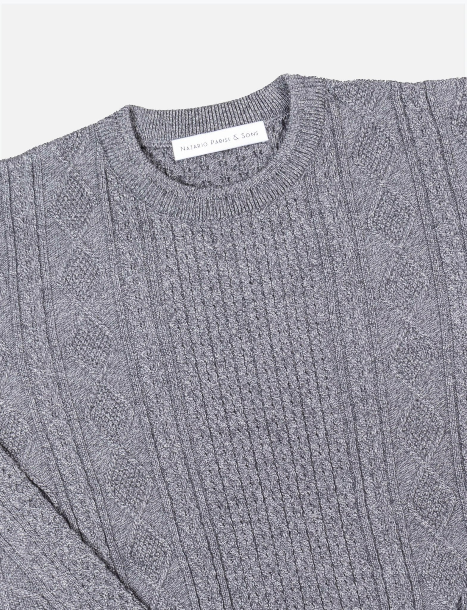 Charcoal Honeycomb Cable Knit - Nazario Parisi & Sons