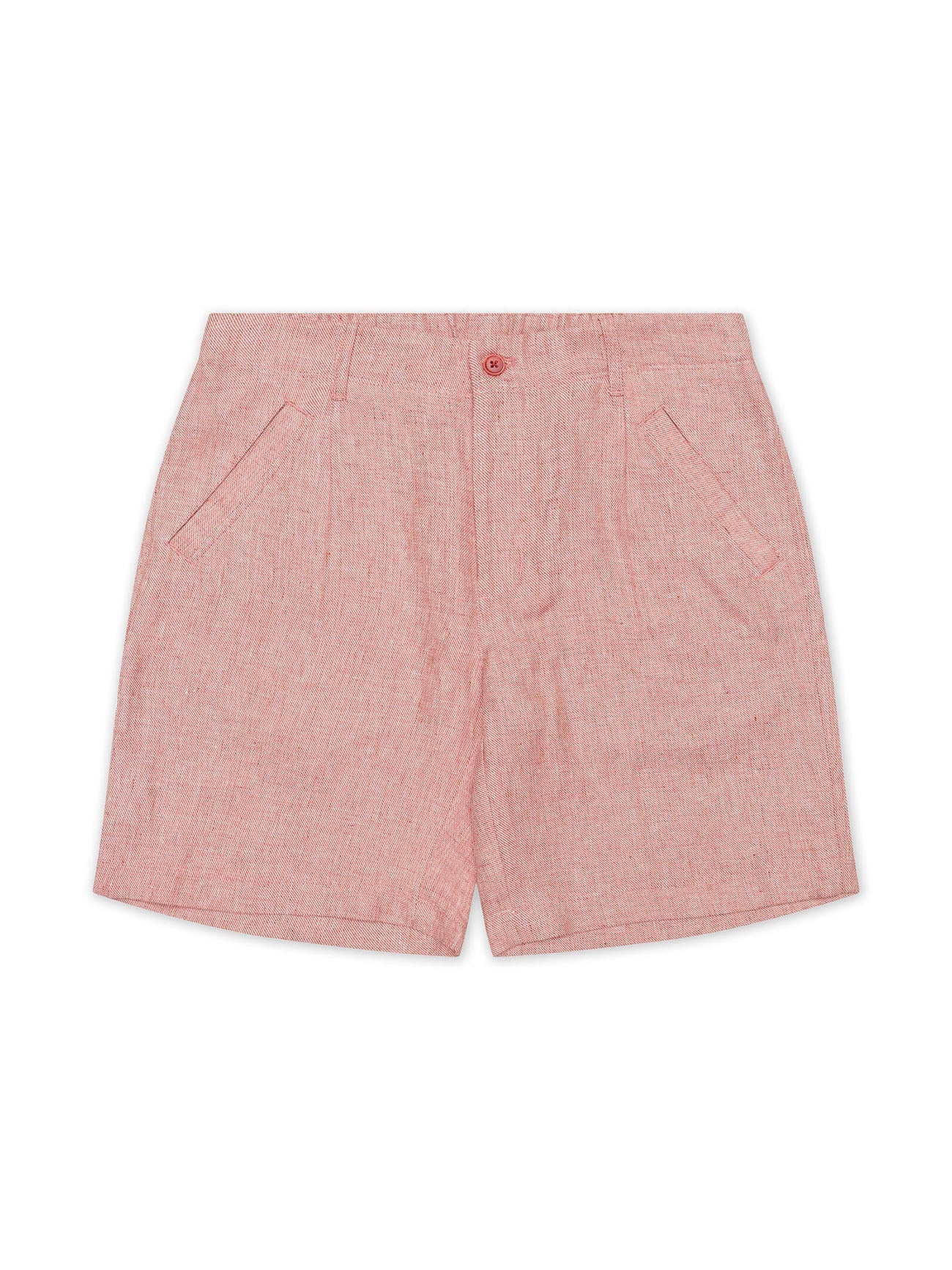 Coral Red Linen Puglia Short - Nazario Parisi & Sons