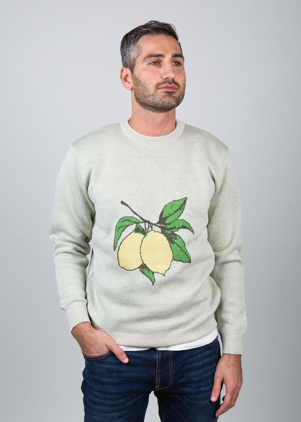 Ecru Lemon Jacquard Knit - Nazario Parisi & Sons