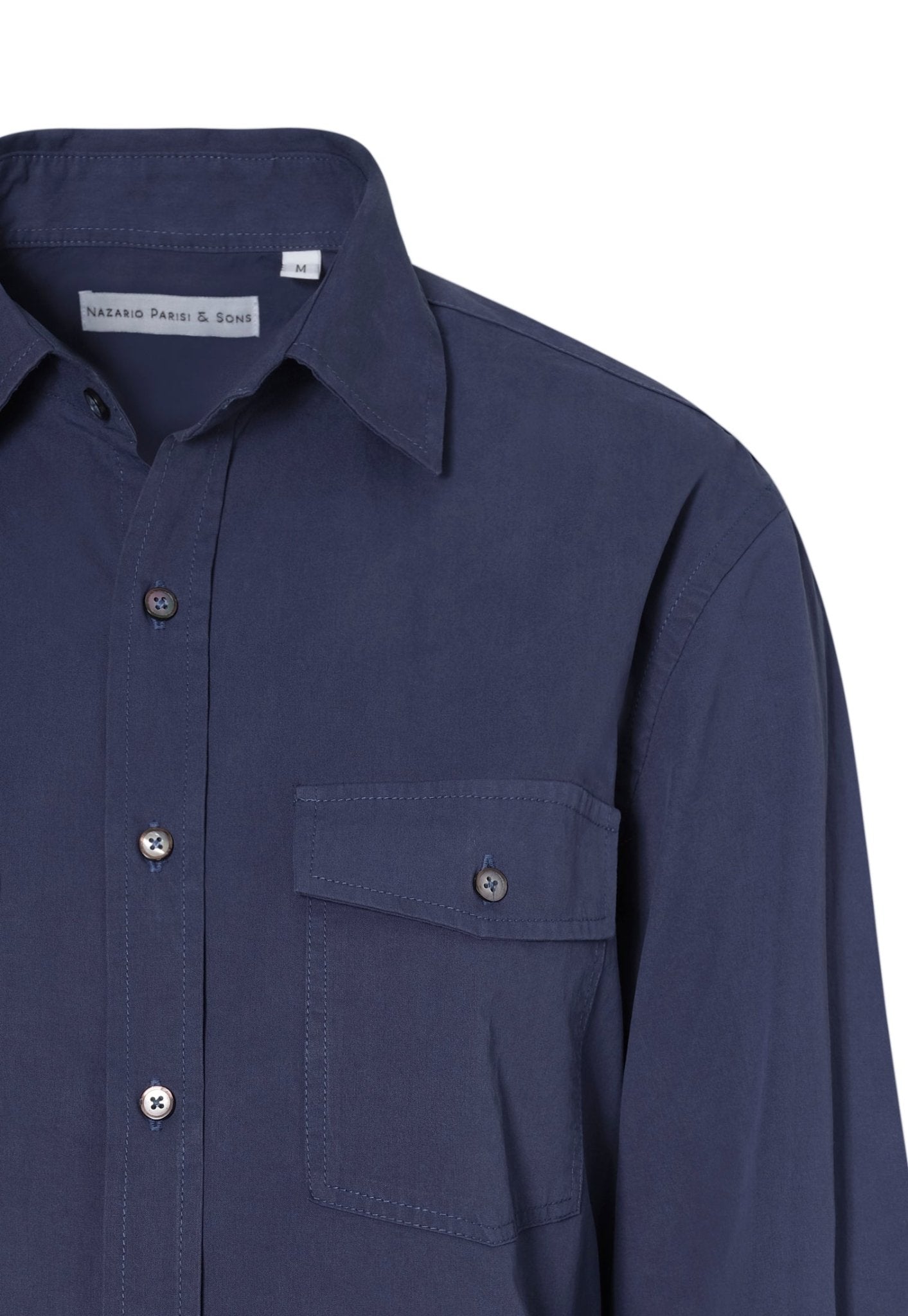 Fitzroy Blue Cotton Poplin Shirt - Nazario Parisi & Sons