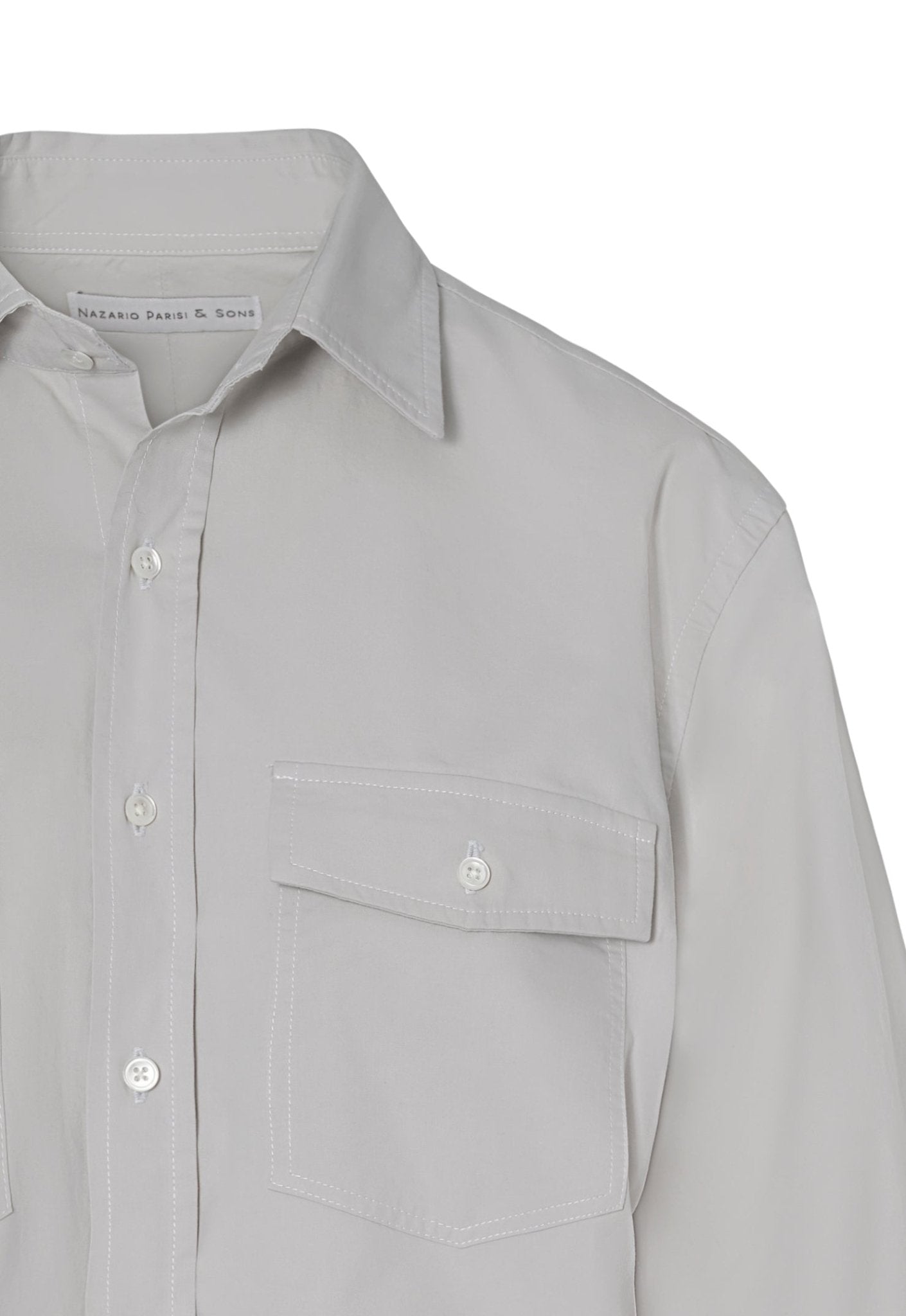 Fitzroy Stone Cotton Poplin Shirt - Nazario Parisi & Sons