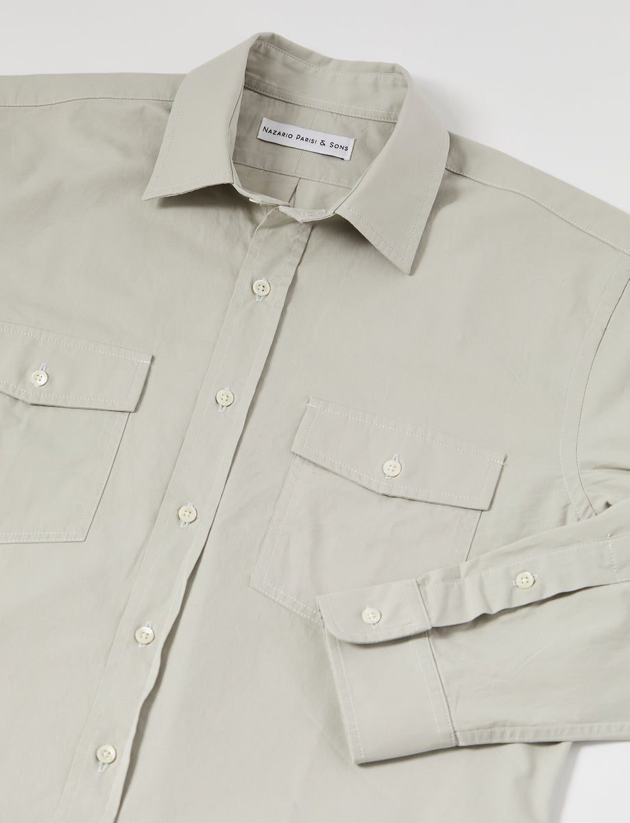 Fitzroy Stone Cotton Poplin Shirt - Nazario Parisi & Sons