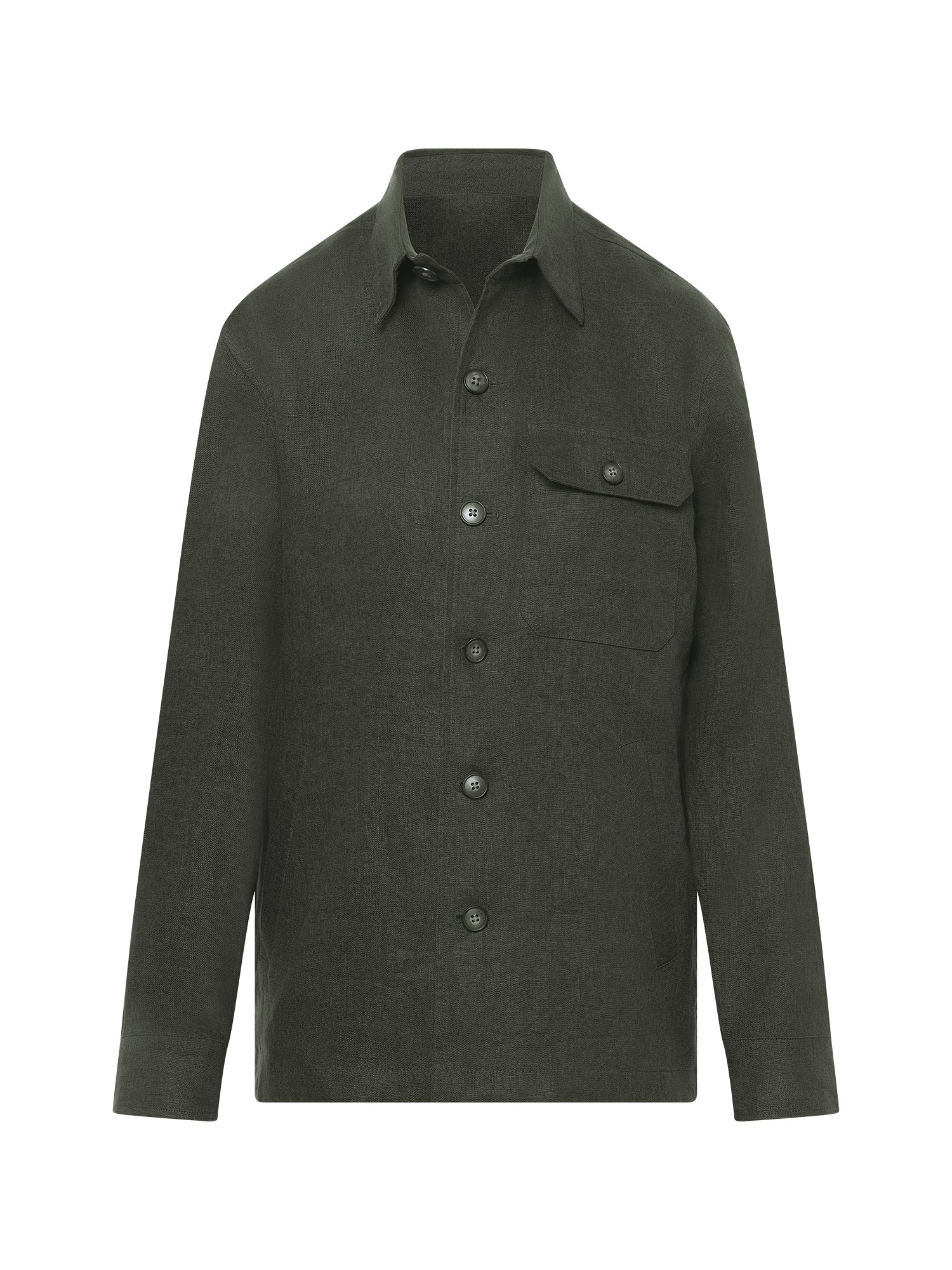 Forest Green Linen Cruise Overshirt - Nazario Parisi & Sons