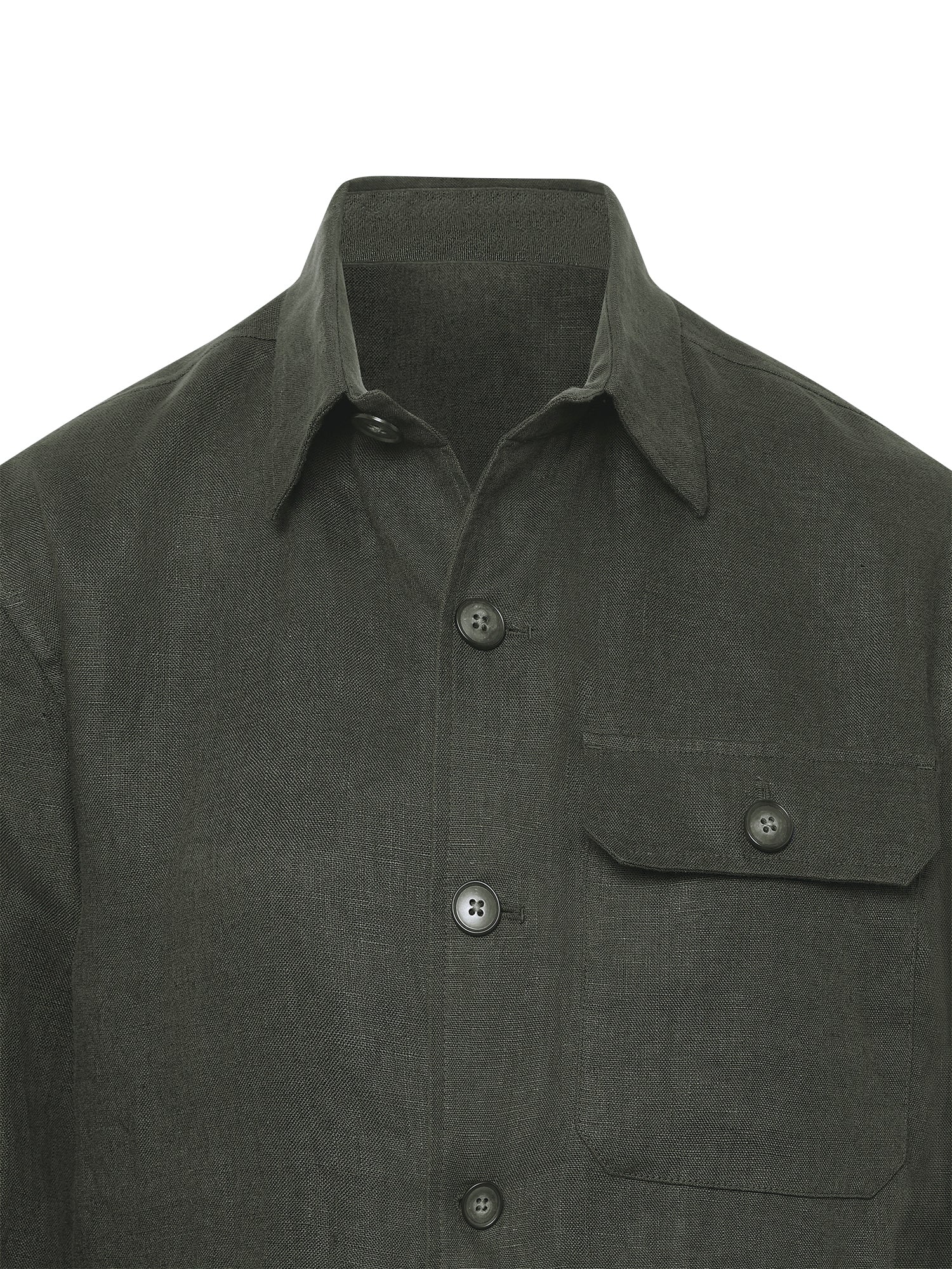 Forest Green Linen Cruise Overshirt - Nazario Parisi & Sons