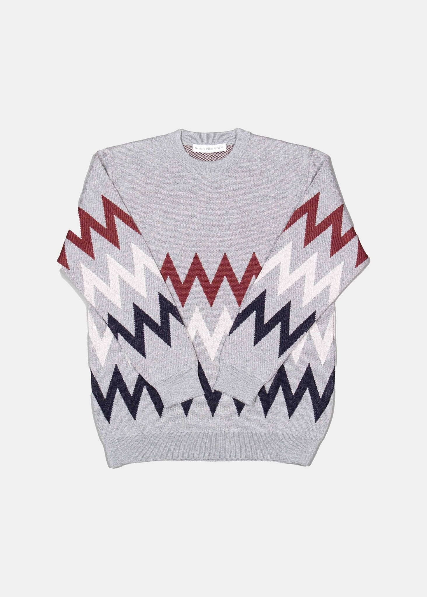 Grey Zigzag Jacquard Knit - Nazario Parisi & Sons