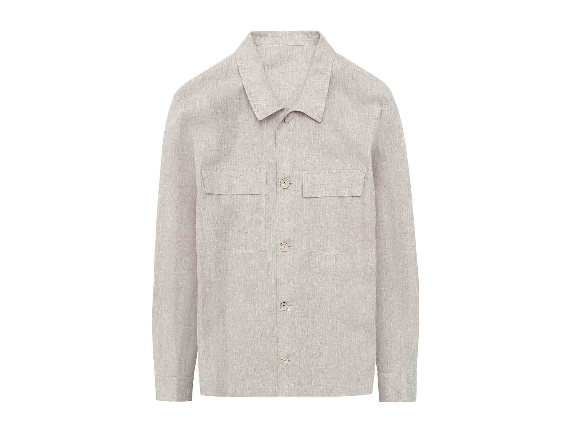 Light Grey Linen Overshirt - Nazario Parisi & Sons