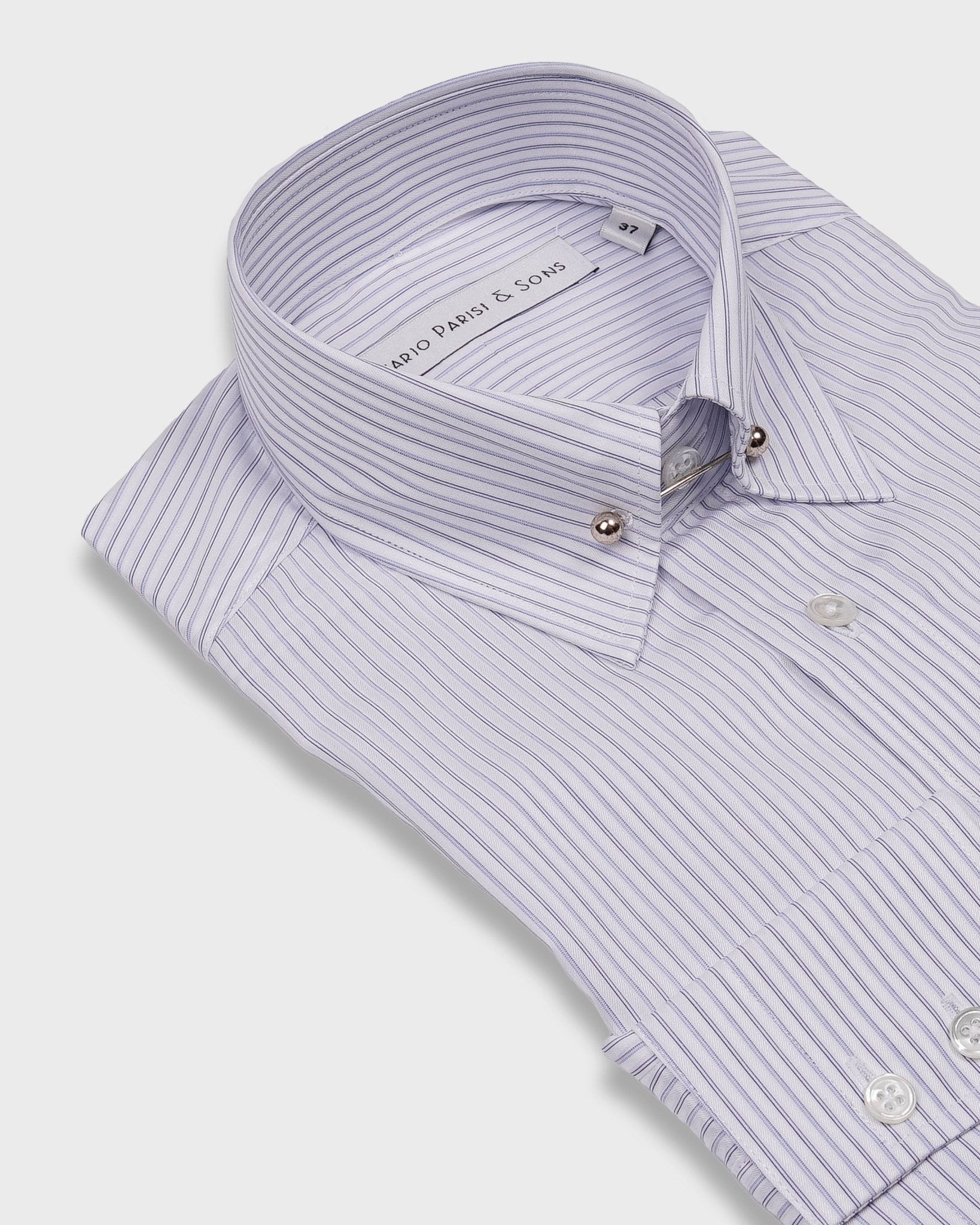 London Blue Stripe Pin Collar Shirt - Nazario Parisi & Sons