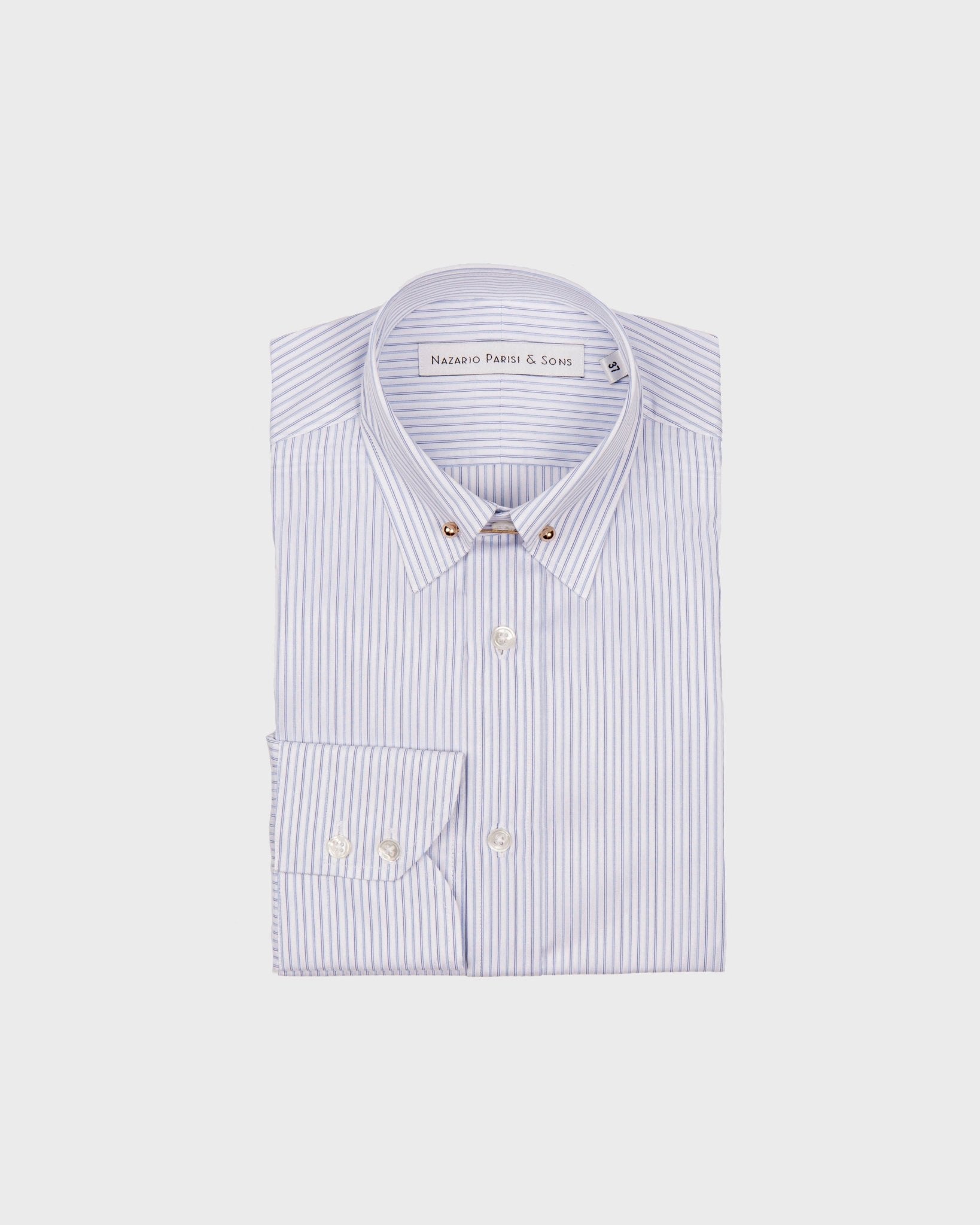 London Blue Stripe Pin Collar Shirt - Nazario Parisi & Sons