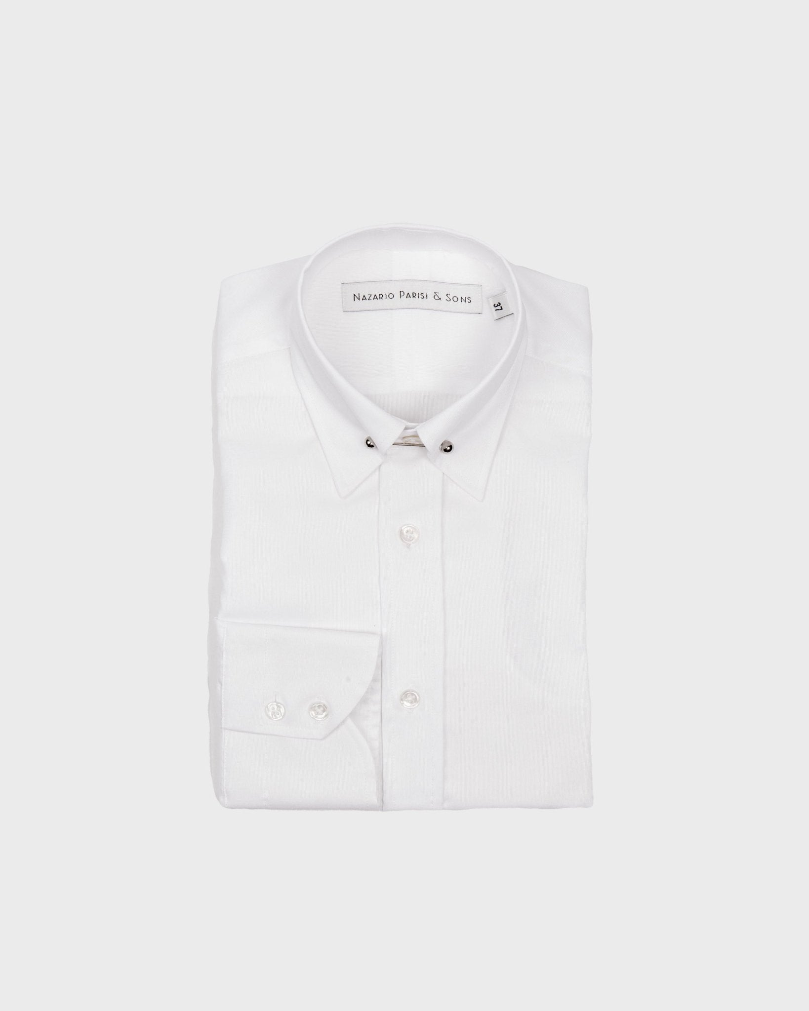 London White Rib Pin Collar Shirt - Nazario Parisi & Sons