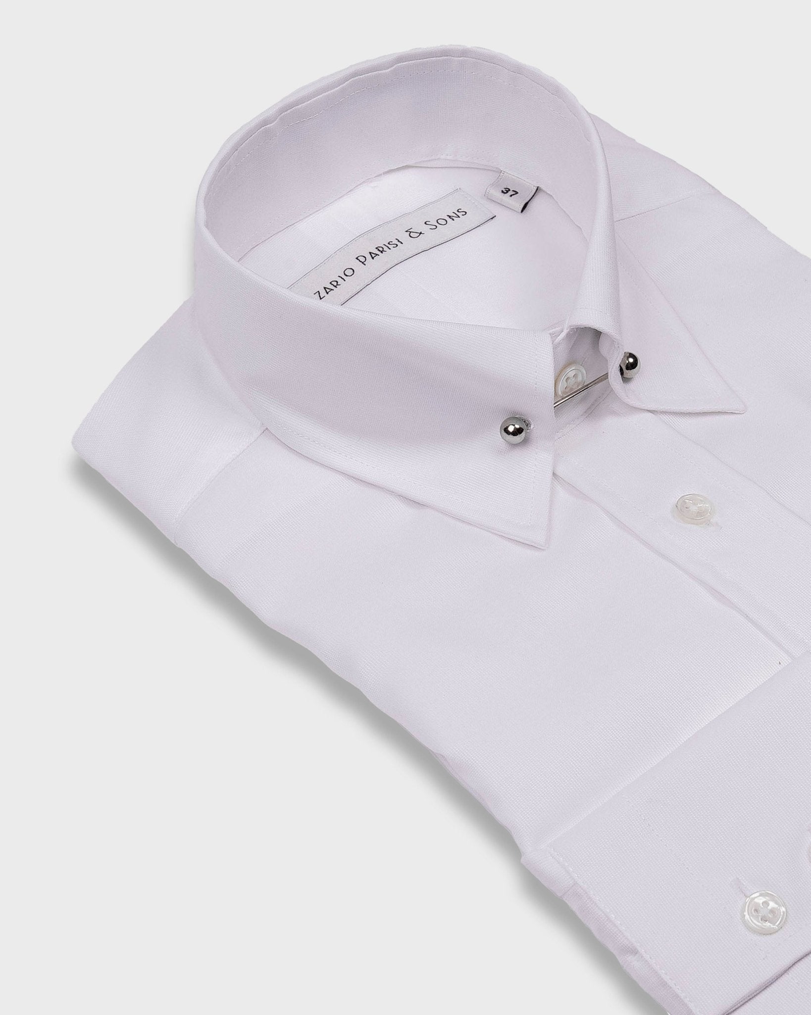 London White Rib Pin Collar Shirt - Nazario Parisi & Sons