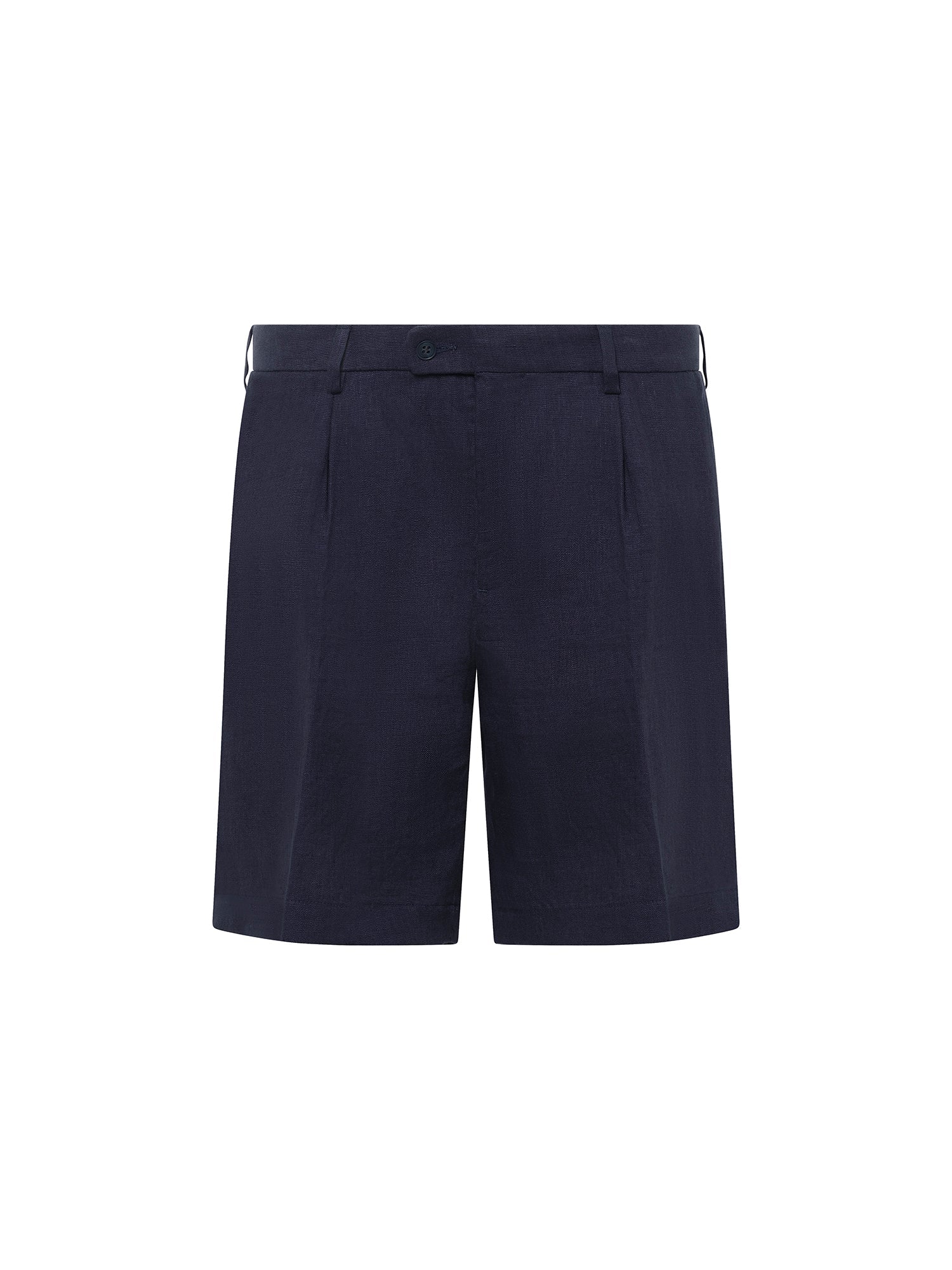 Marine Blue Linen Pleated Short - Nazario Parisi & Sons