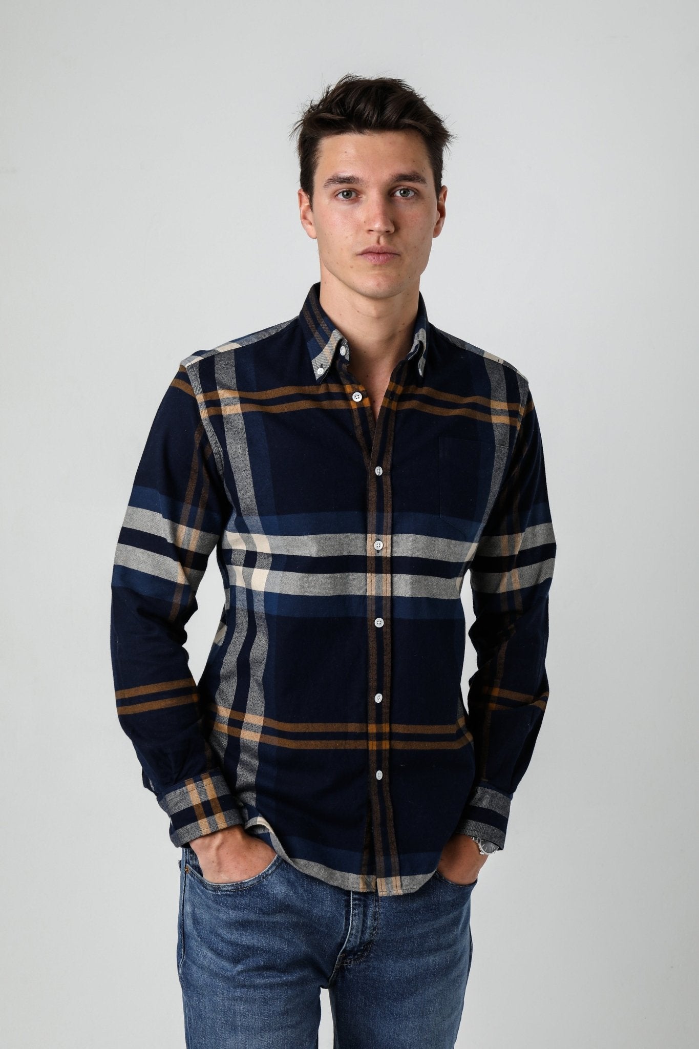 Melbourne Camel Check Flannel Shirt - Nazario Parisi & Sons