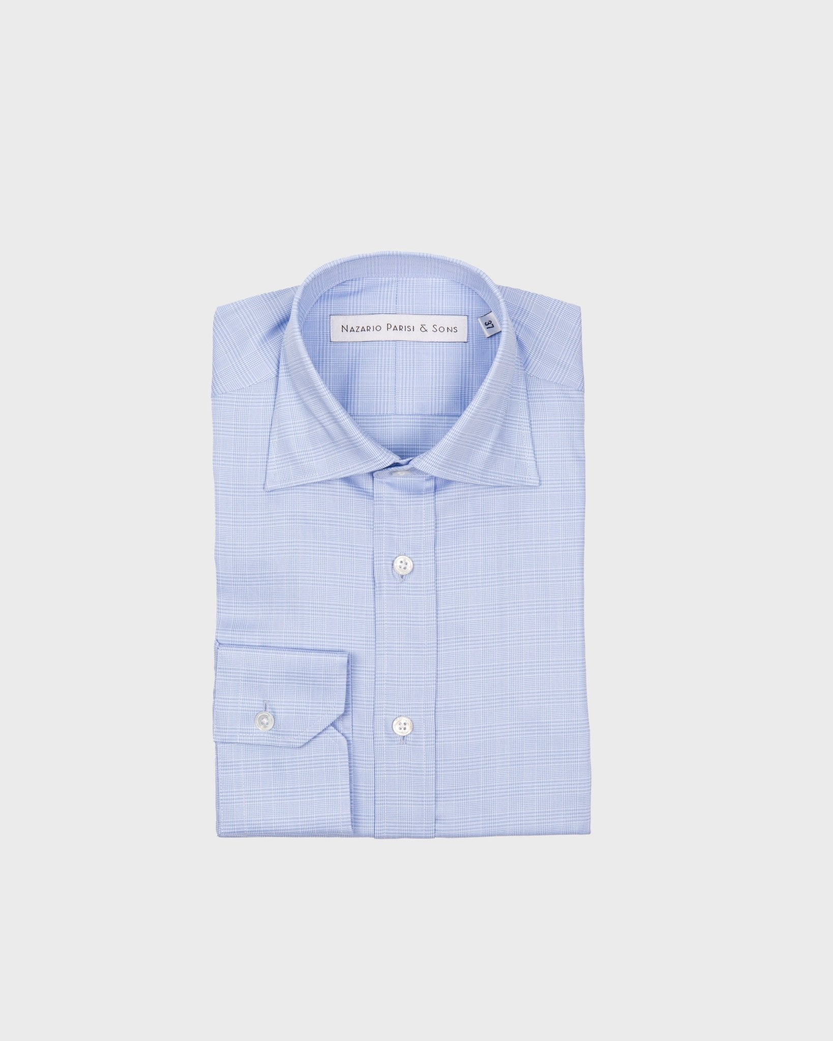 Milano Blue Prince of Wales Shirt - Nazario Parisi & Sons