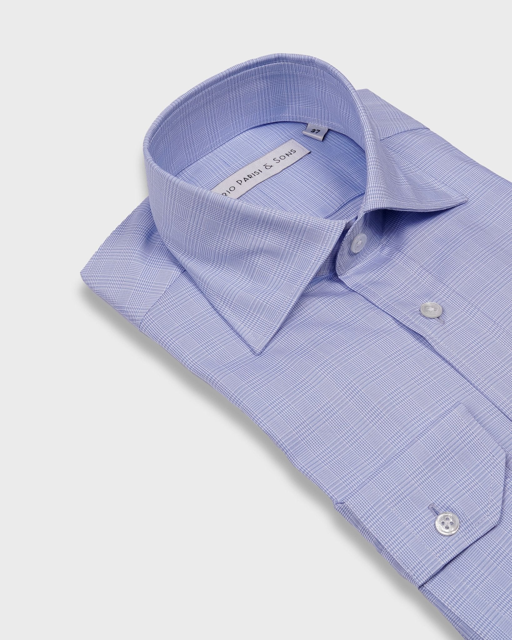 Milano Blue Prince of Wales Shirt - Nazario Parisi & Sons