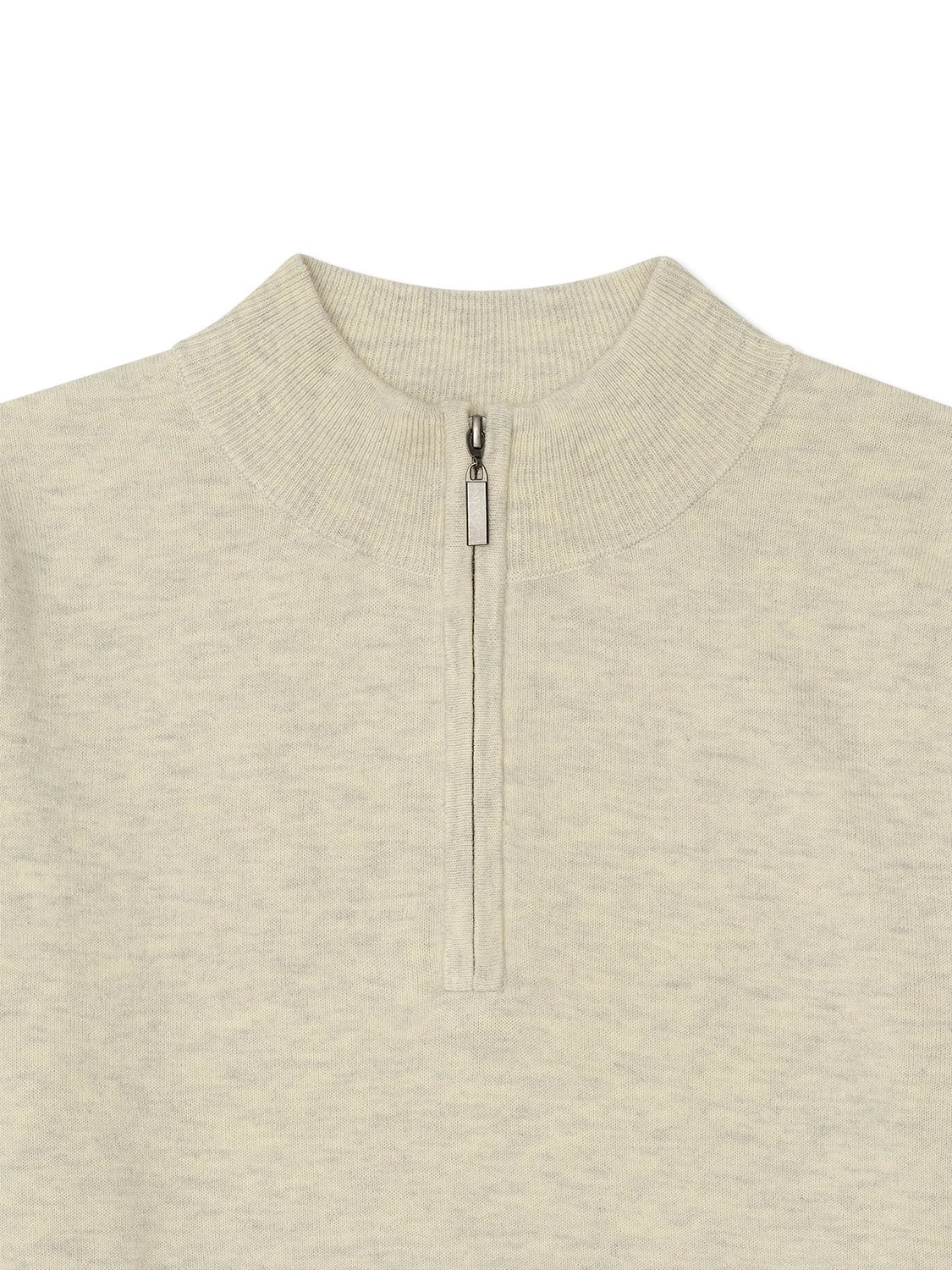 Mist Cashmere Wool Quarter - Zip Knit - Nazario Parisi & Sons