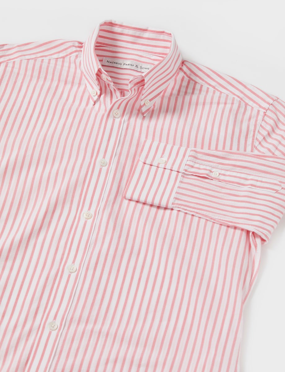 Monaco Red Stripe Seersucker Button Down Shirt - Nazario Parisi & Sons