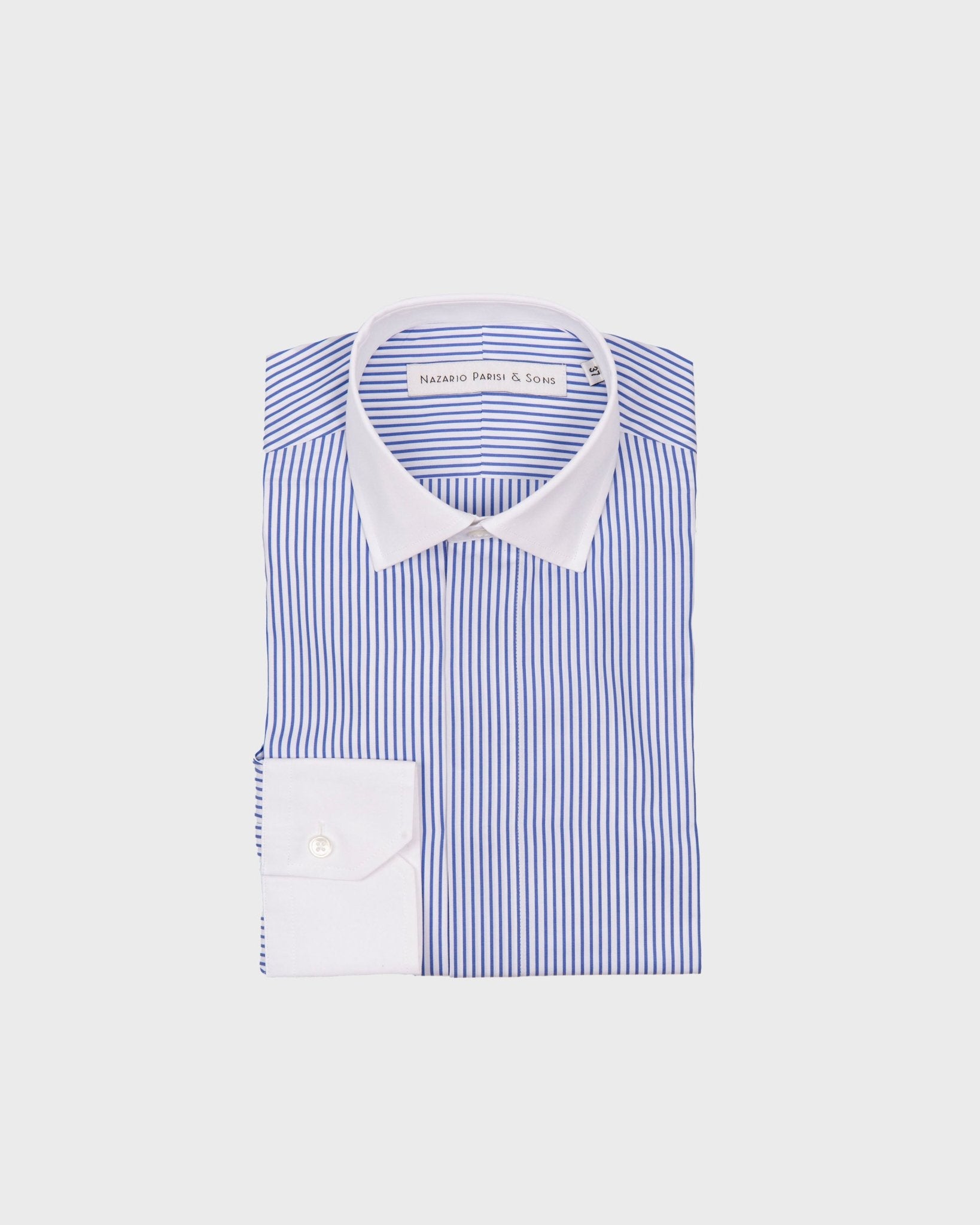 Napoli Blue Stripe Fly Front Shirt - Nazario Parisi & Sons