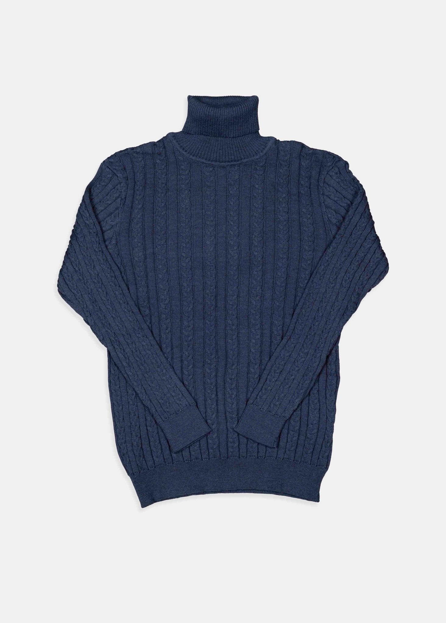 Navy Cable Roll Neck Knit - Nazario Parisi & Sons