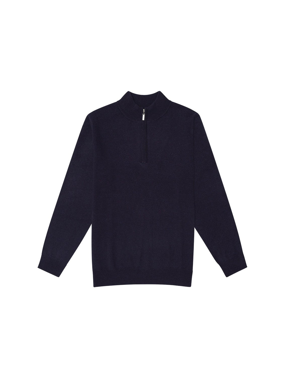 Navy Cashmere Wool Quarter - Zip Knit - Nazario Parisi & Sons