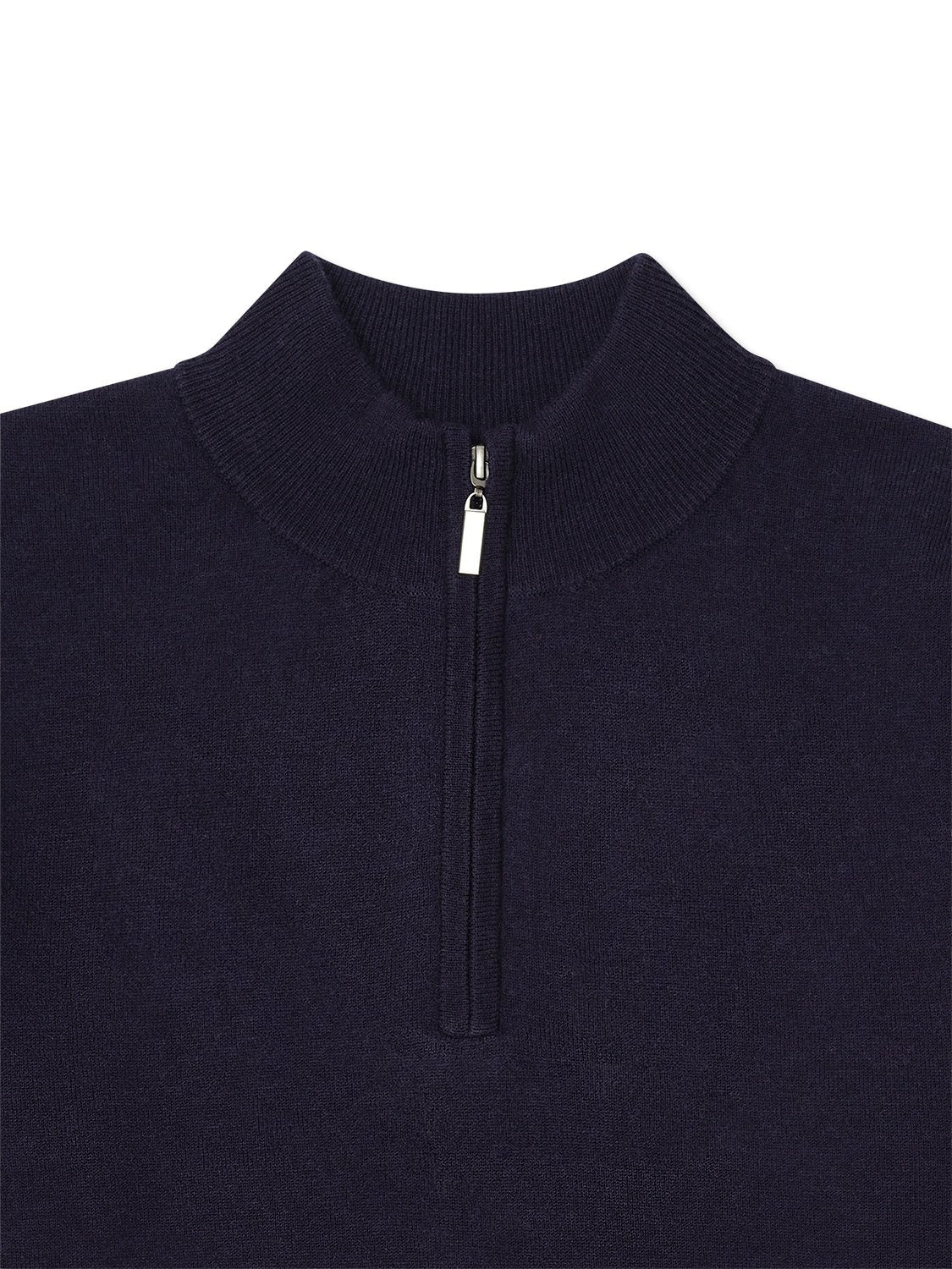 Navy Cashmere Wool Quarter - Zip Knit - Nazario Parisi & Sons