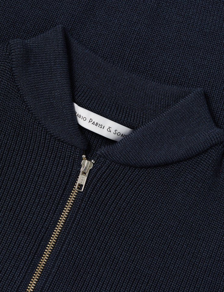 Navy Full Zip Cardigan Knit - Nazario Parisi & Sons