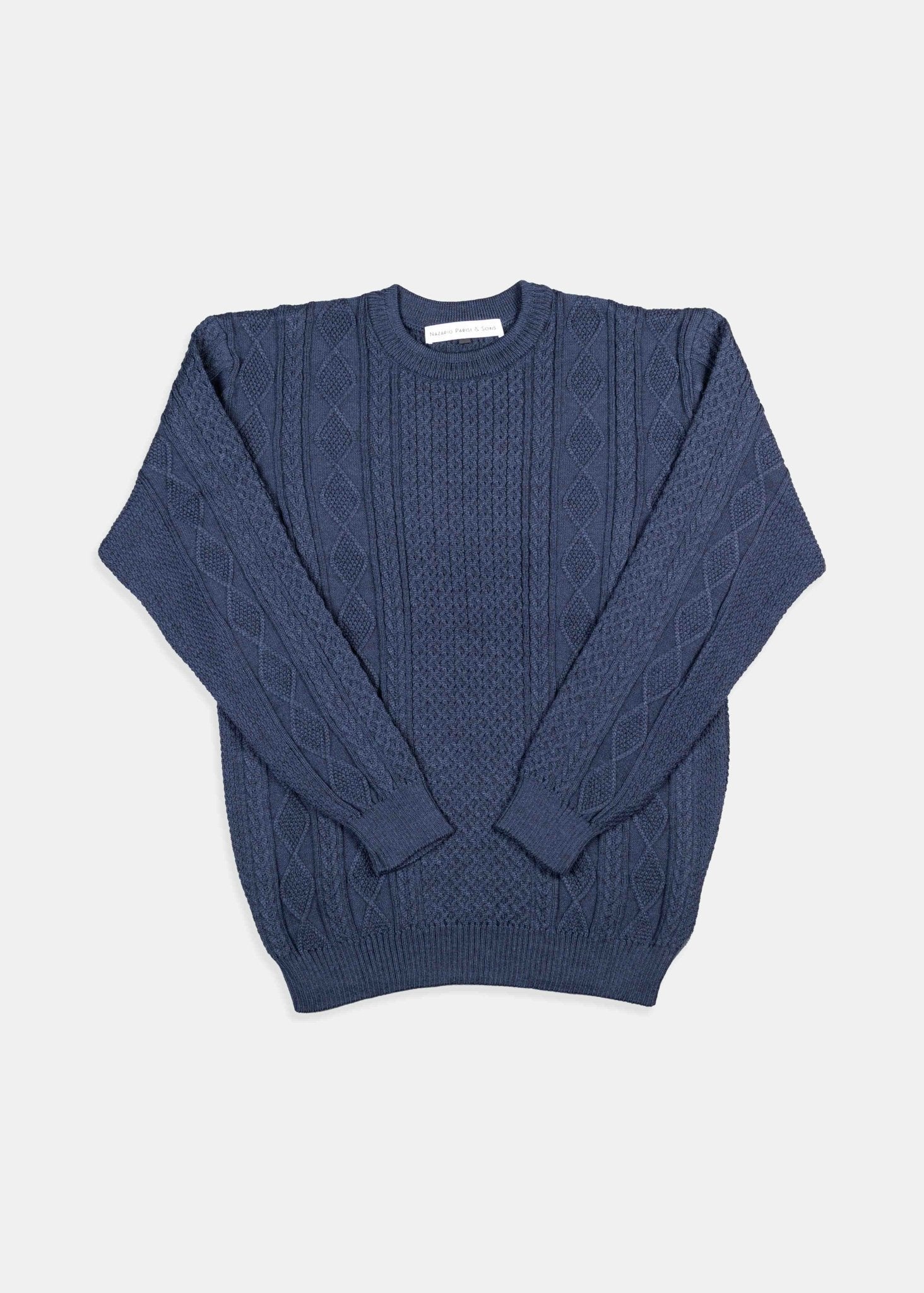 Navy Honeycomb Cable Knit - Nazario Parisi & Sons