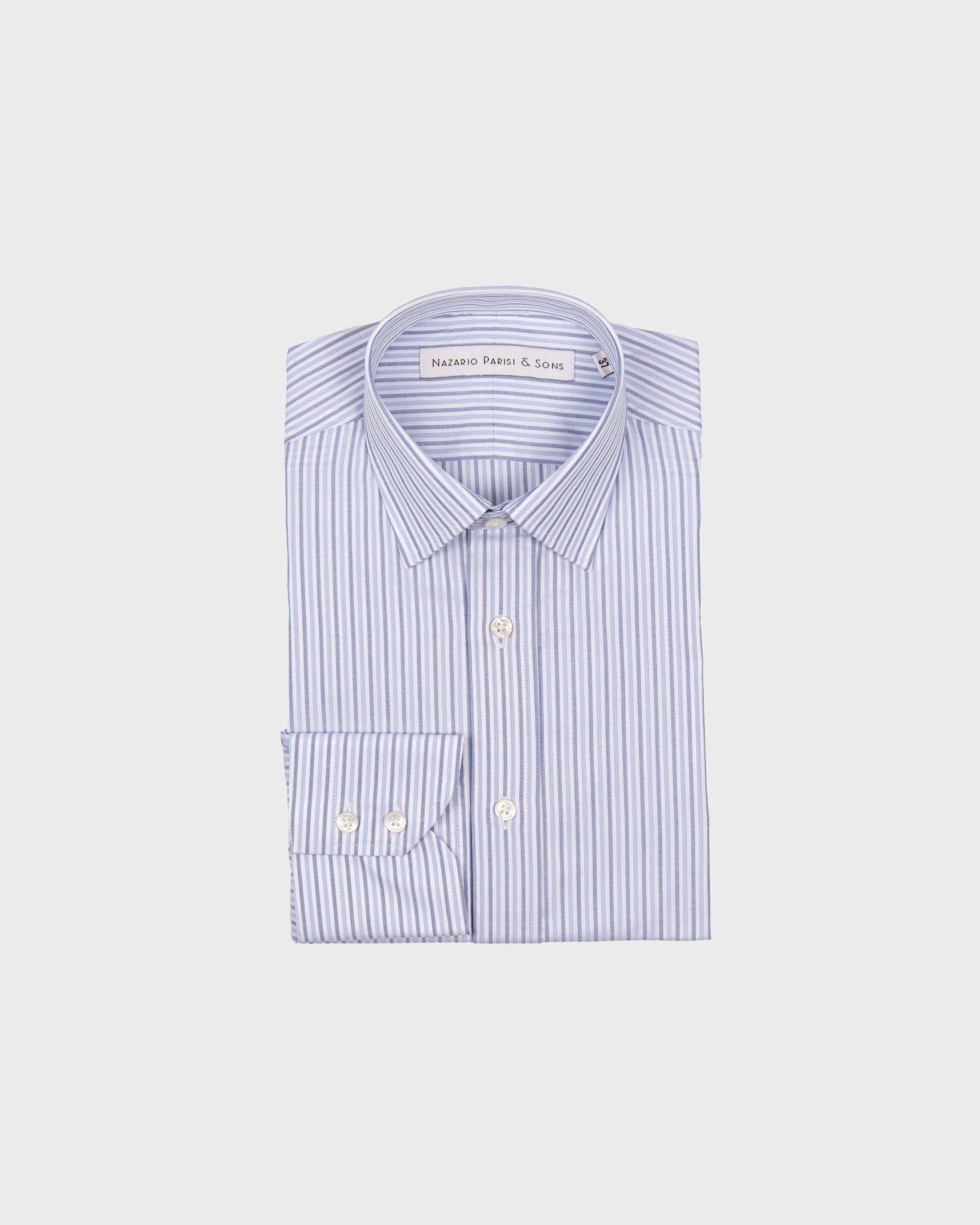 New York Blue Grey Stripe Shirt - Nazario Parisi & Sons