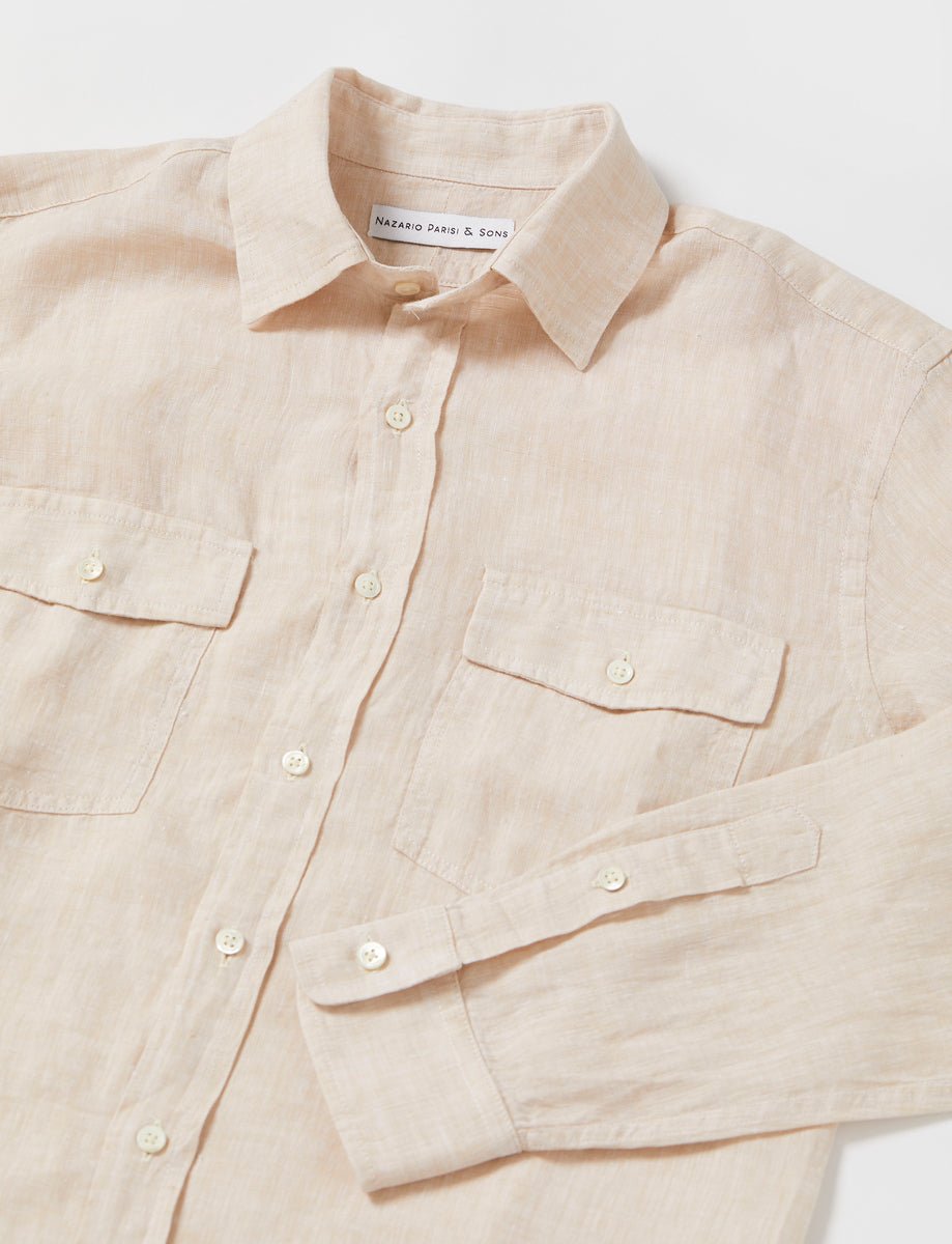 Portofino Sand Linen Shirt - Nazario Parisi & Sons