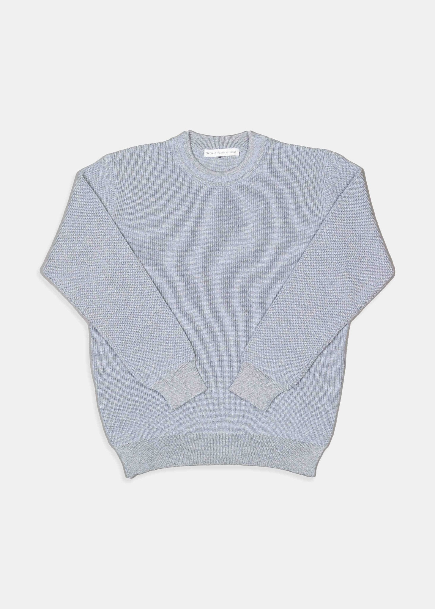 Sky Blue Melange Fisherman Rib Knit - Nazario Parisi & Sons