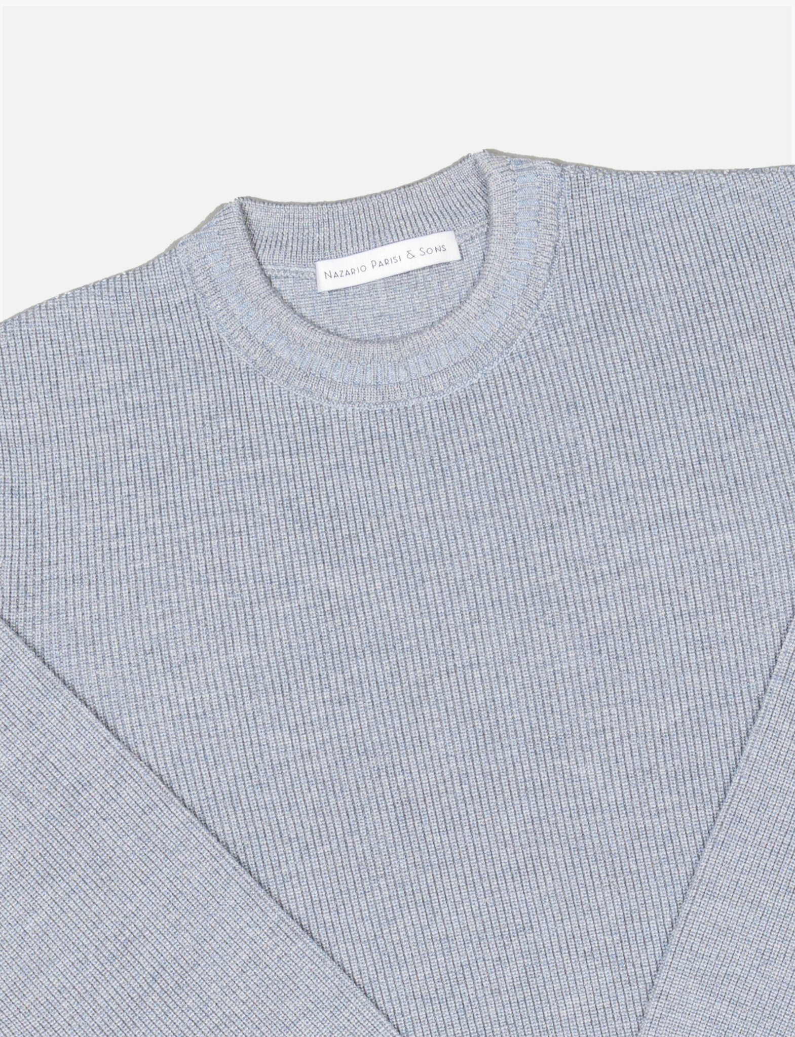 Sky Blue Melange Fisherman Rib Knit - Nazario Parisi & Sons