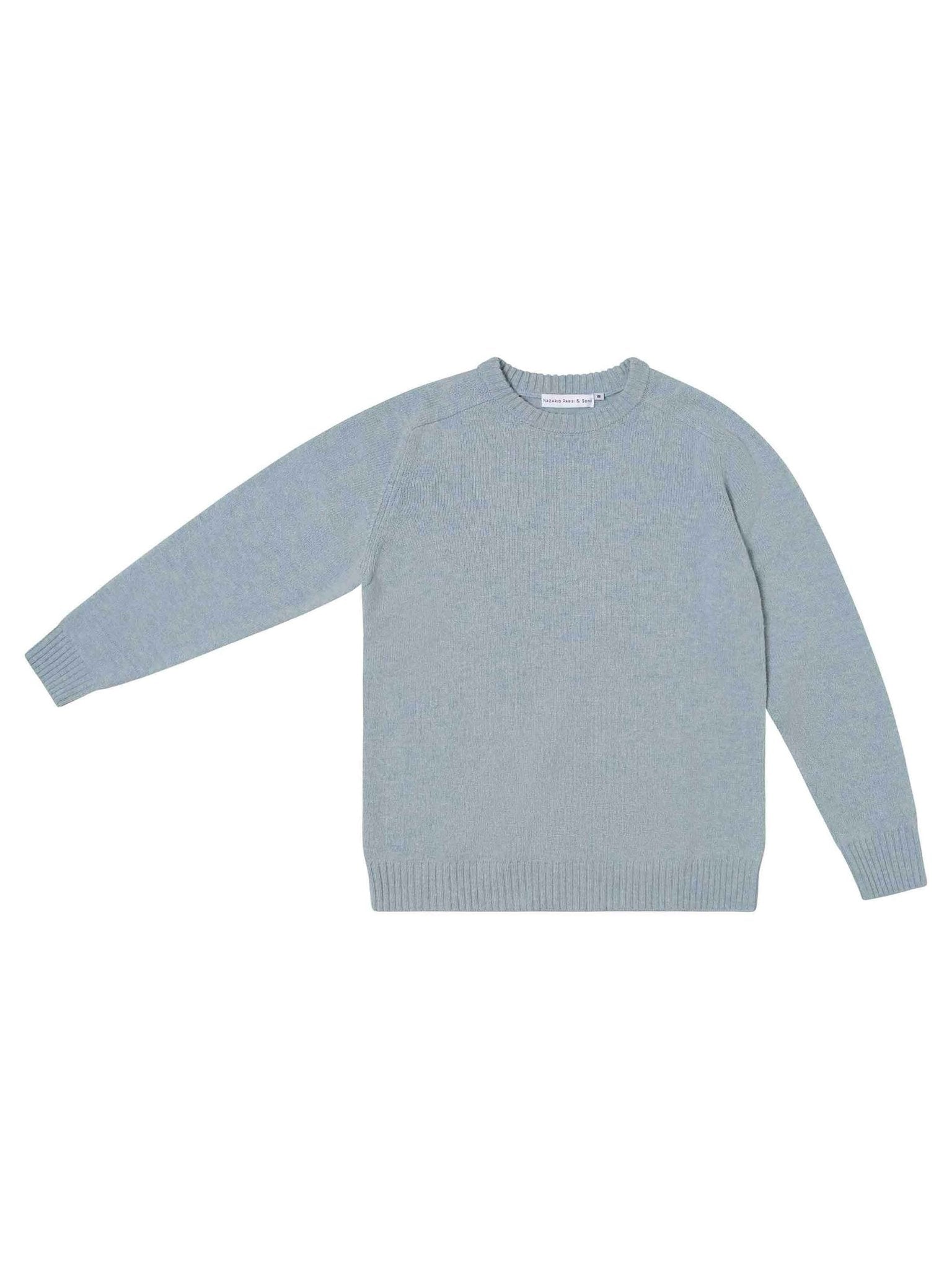 Sky Blue Saddle Shoulder Crew Knit - Nazario Parisi & Sons