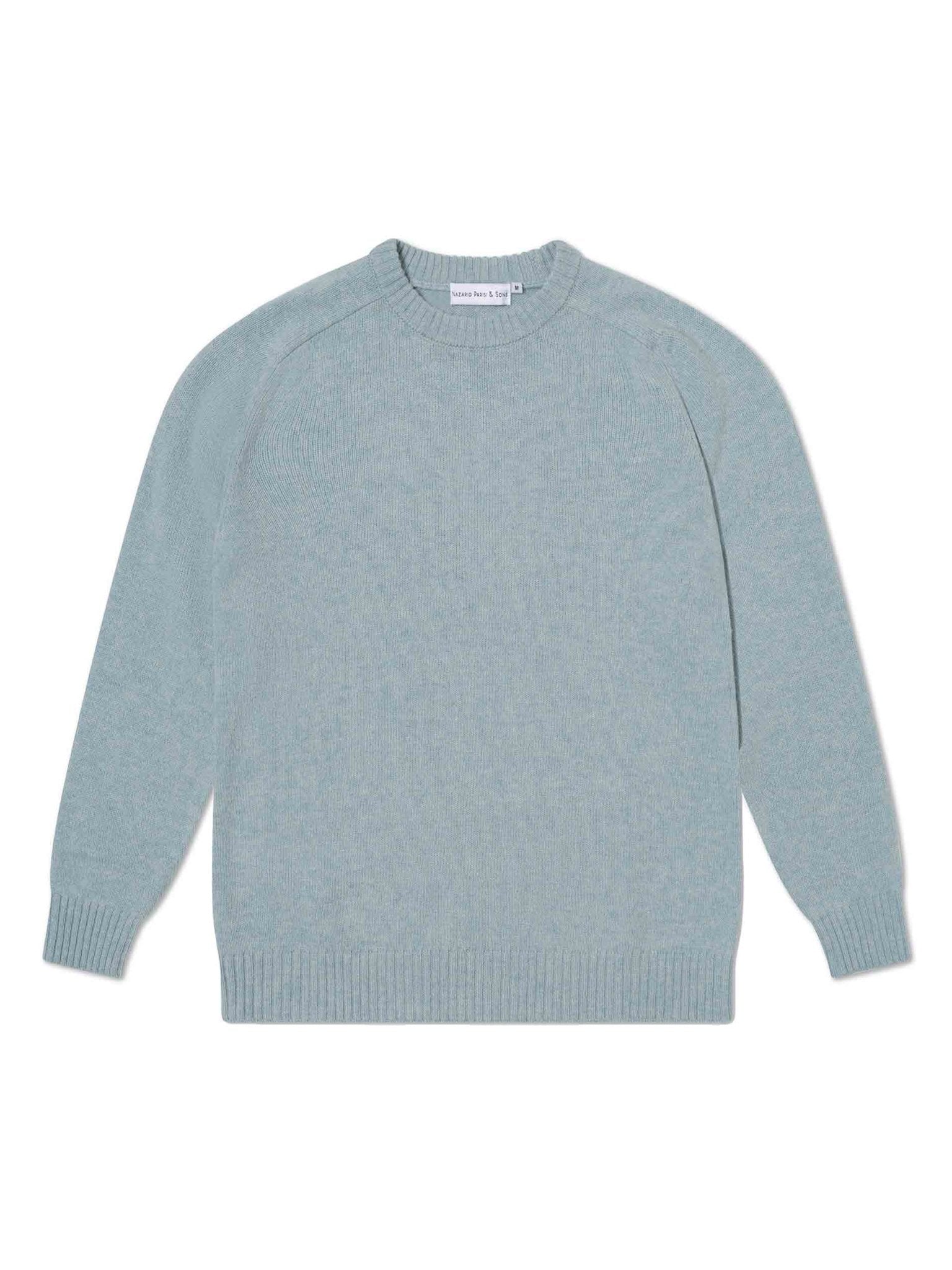 Sky Blue Saddle Shoulder Crew Knit - Nazario Parisi & Sons