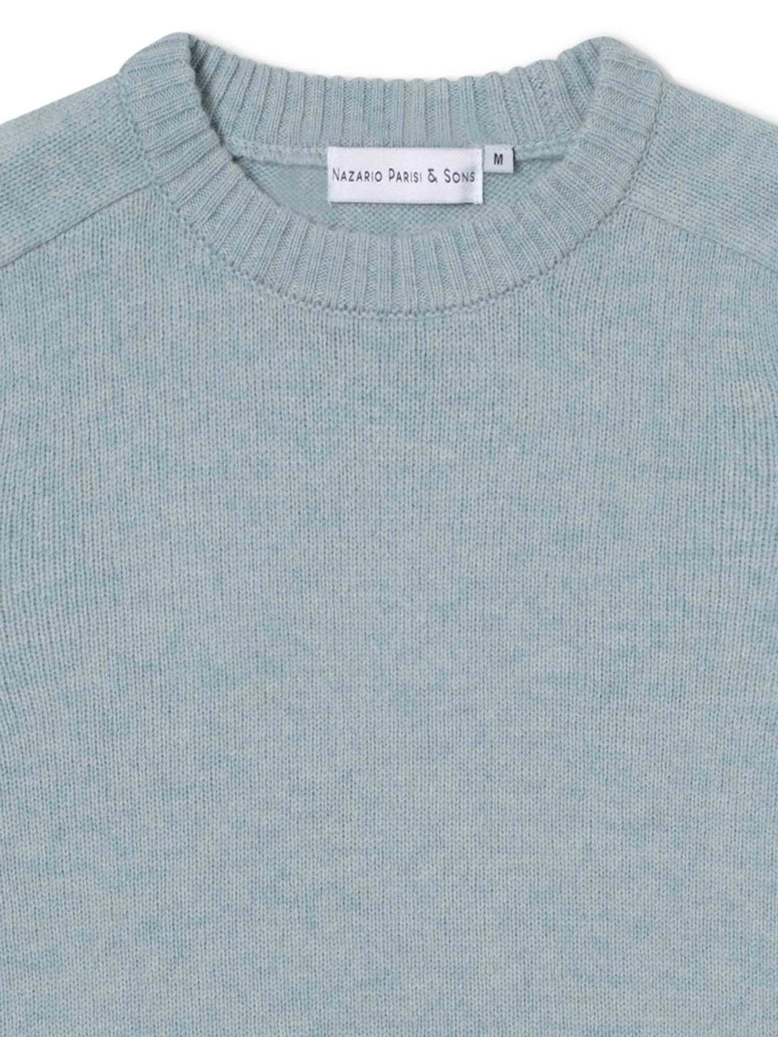 Sky Blue Saddle Shoulder Crew Knit - Nazario Parisi & Sons