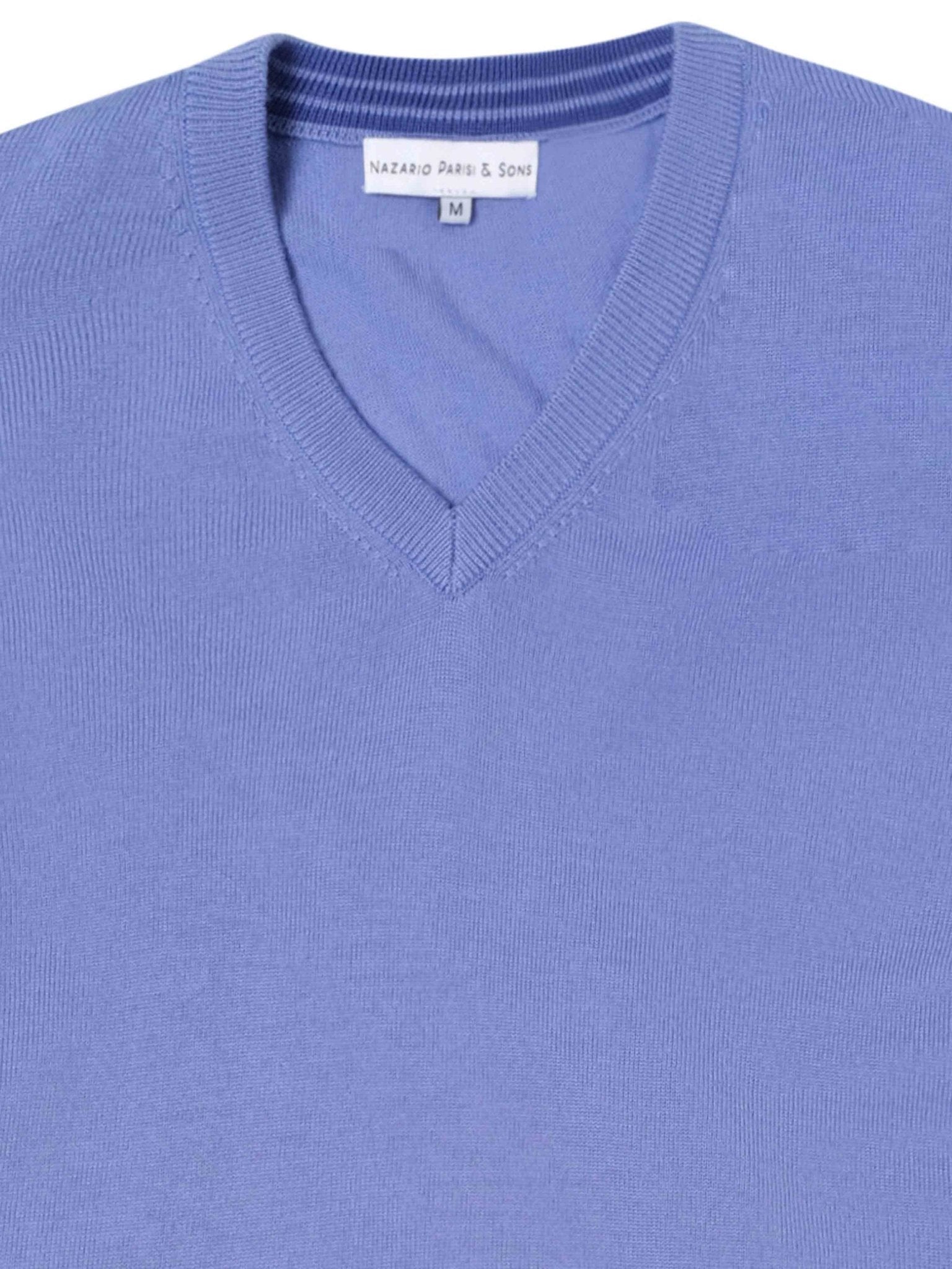 Sky Blue V - Neck Merino Knit - Nazario Parisi & Sons