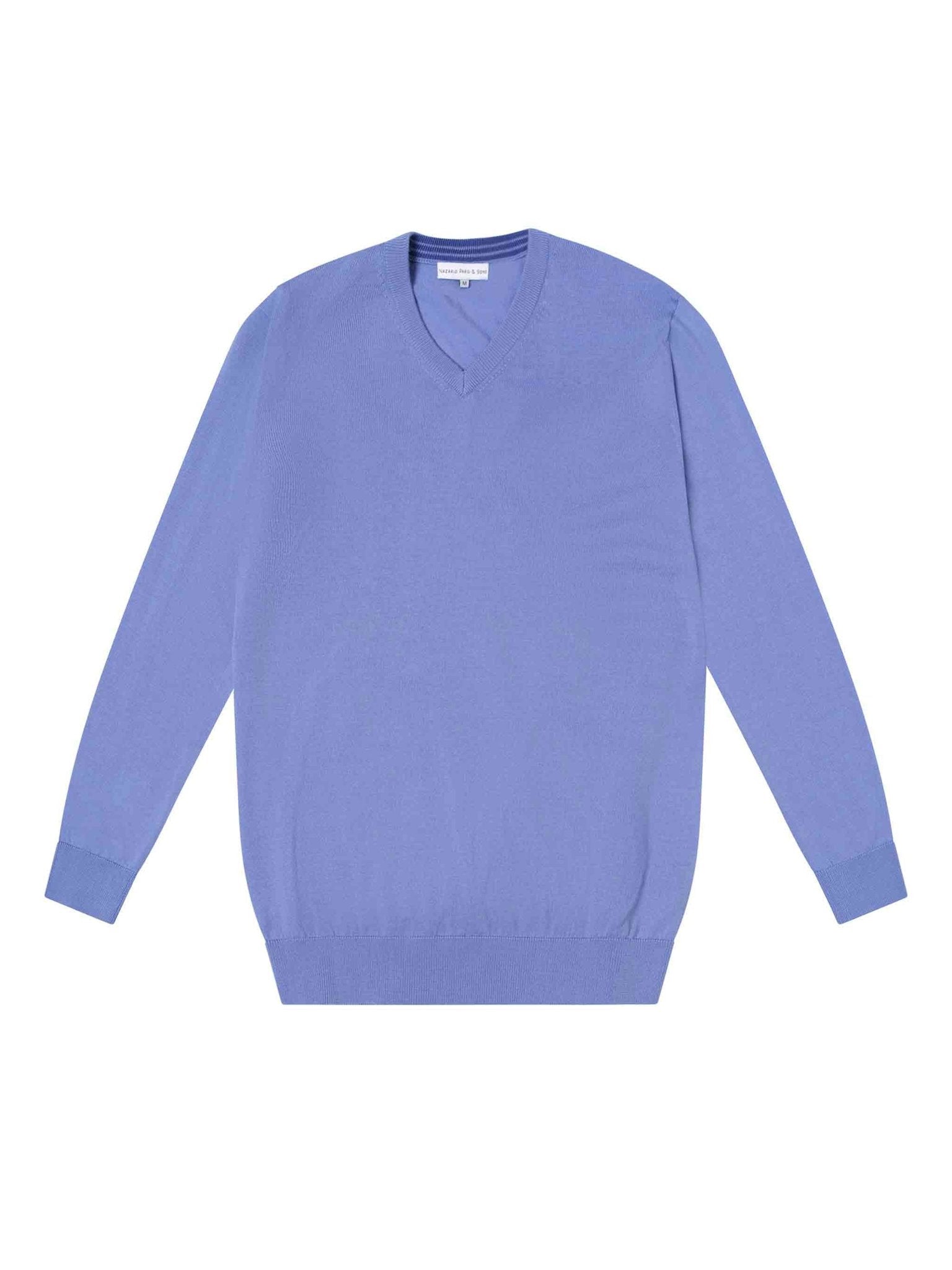 Sky Blue V - Neck Merino Knit - Nazario Parisi & Sons