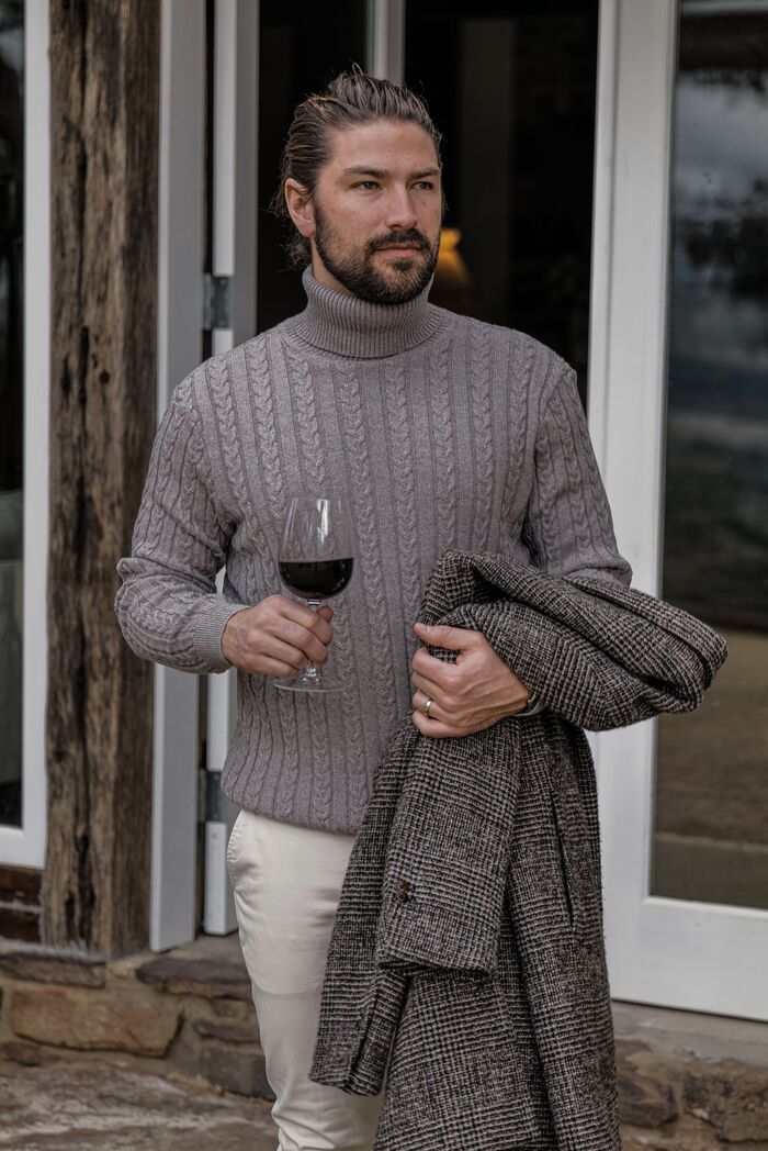 Stone Cable Roll Neck Knit - Nazario Parisi & Sons